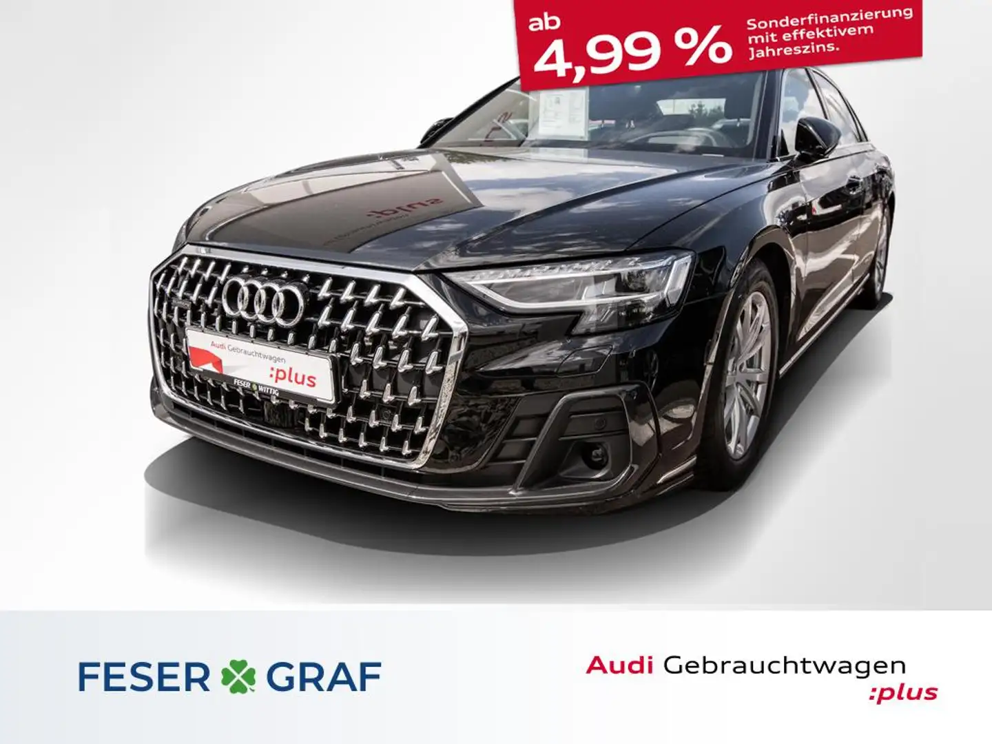 Audi A8 50 TDI qu.,Matrix,HuD,Navi+,Leder Noir - 1