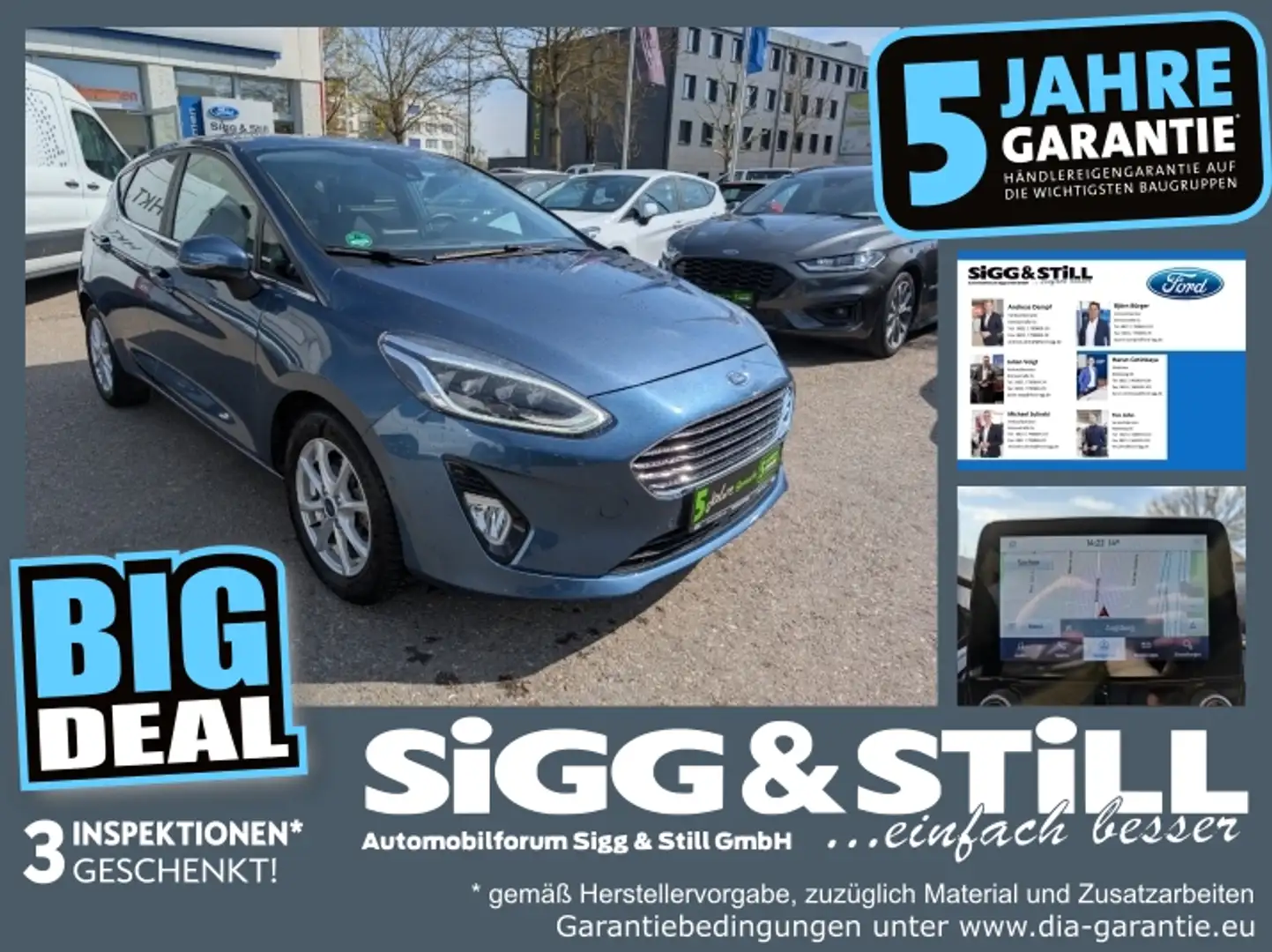 Ford Fiesta 1.0 Titanium X LED*AHK*ACC*NAV*SHZ*PDC*BLIS Bleu - 1