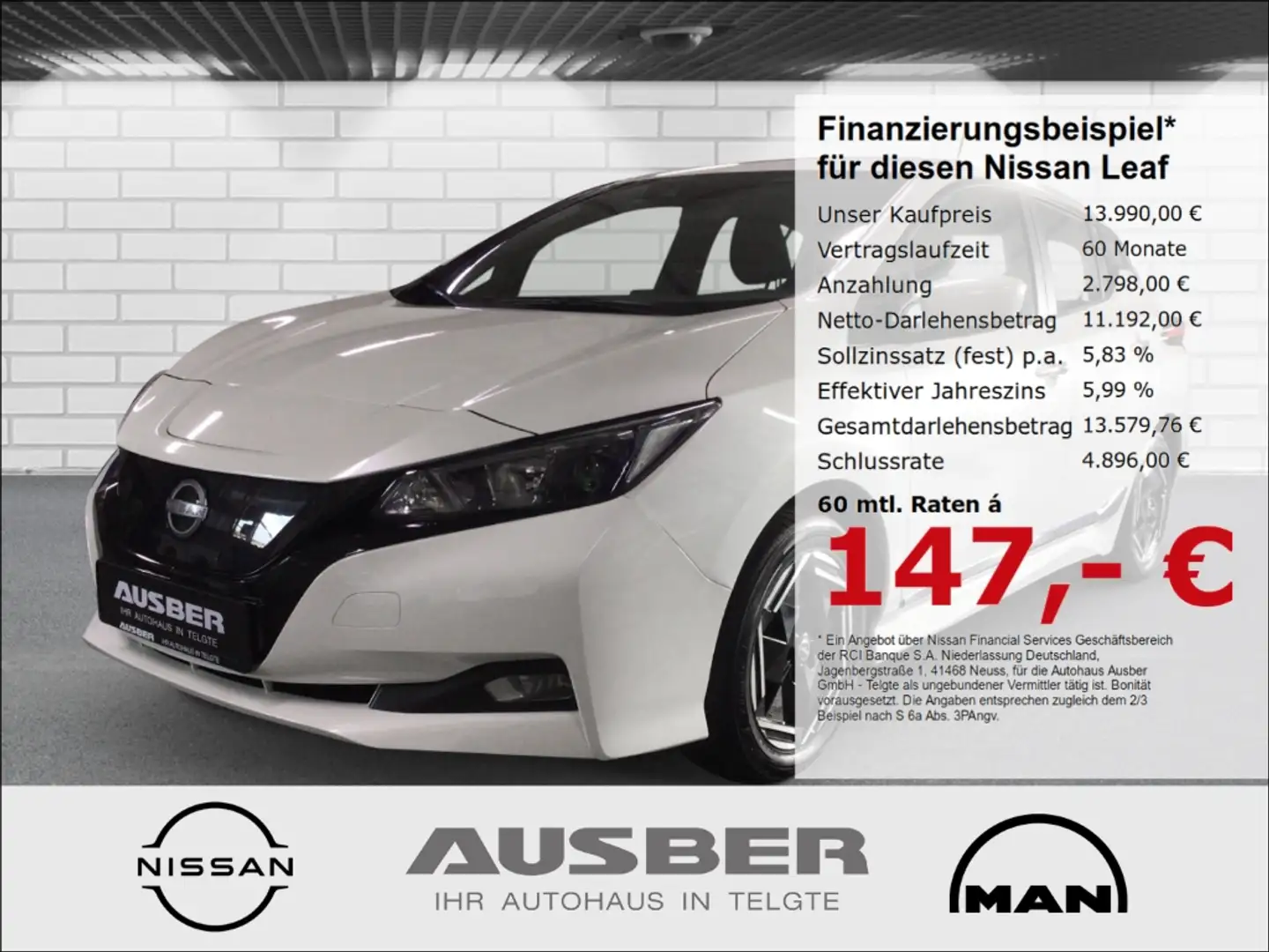 Nissan Leaf Acenta 40kWh Rückfahrkamera Winterpaket Ganzjahres Weiß - 1