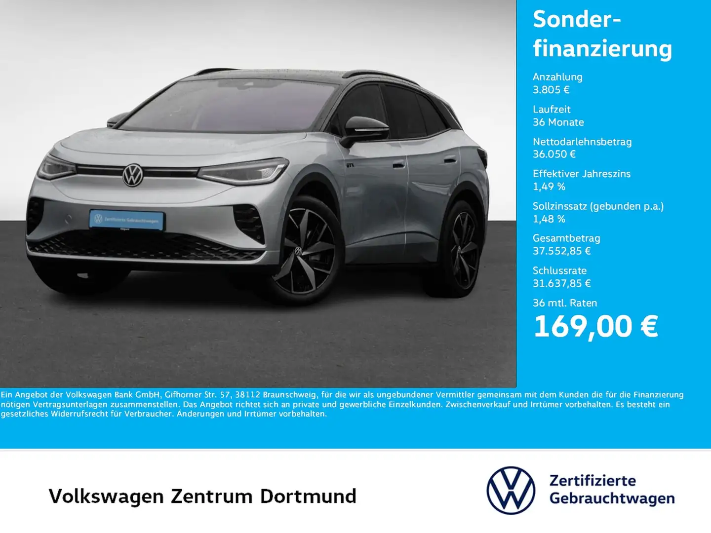 Volkswagen ID.4 GTX 4X4 WÄRMEPUMPE CAM ACC 20Z NAVI CARPLAY Silber - 1