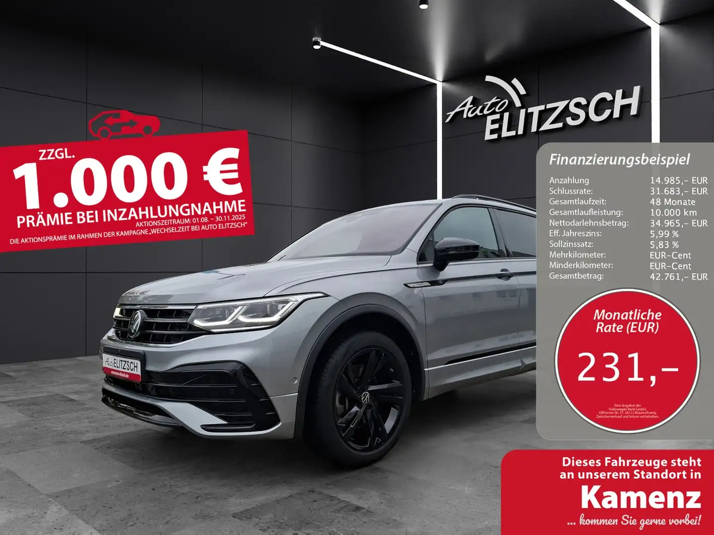 Volkswagen Tiguan Allspace TDI R-Line DSG 4M STH Matrix AHK Navi Pano AID ... Silber - 1