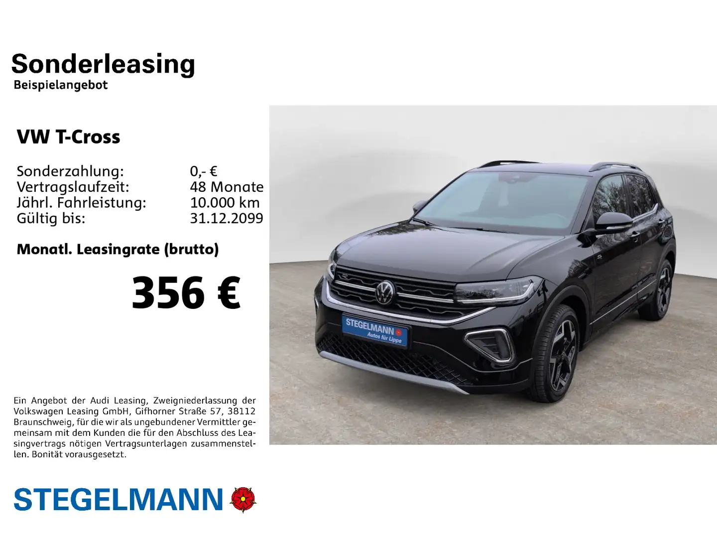 Volkswagen T-Cross 1.0 TSI DSG R-Line *Matrix-LED*App-Conne Schwarz - 2