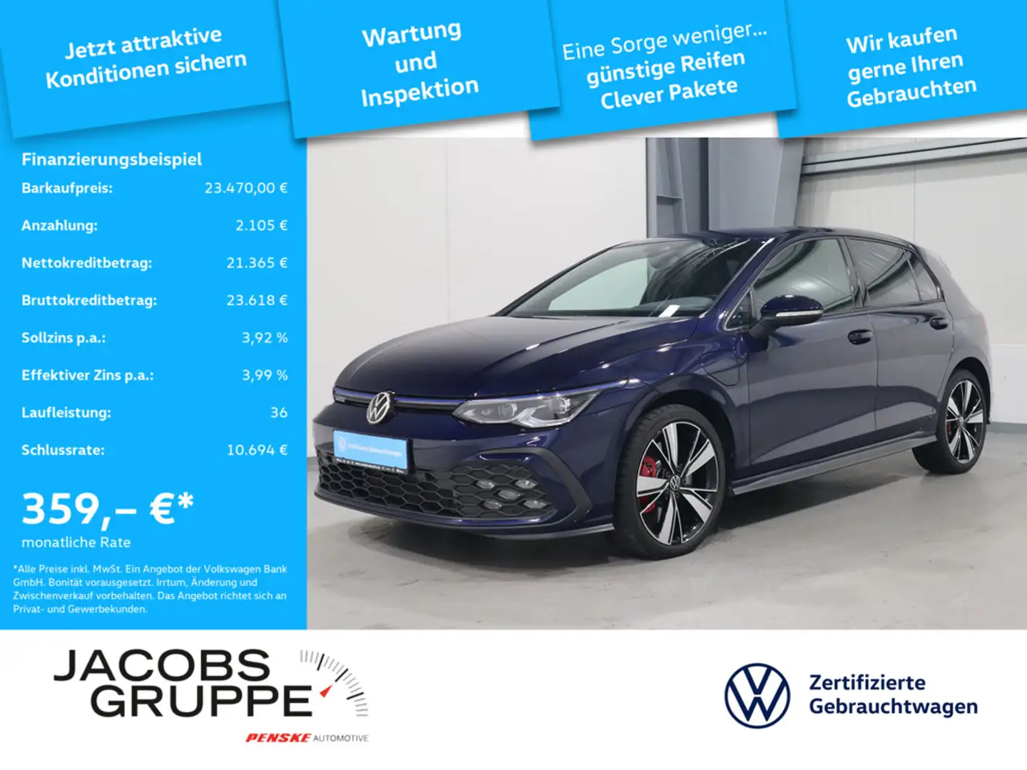 Volkswagen Golf VIII 1.4 GTE Navi*IQ*AHK*ACC GTE eHybrid Blauw - 1