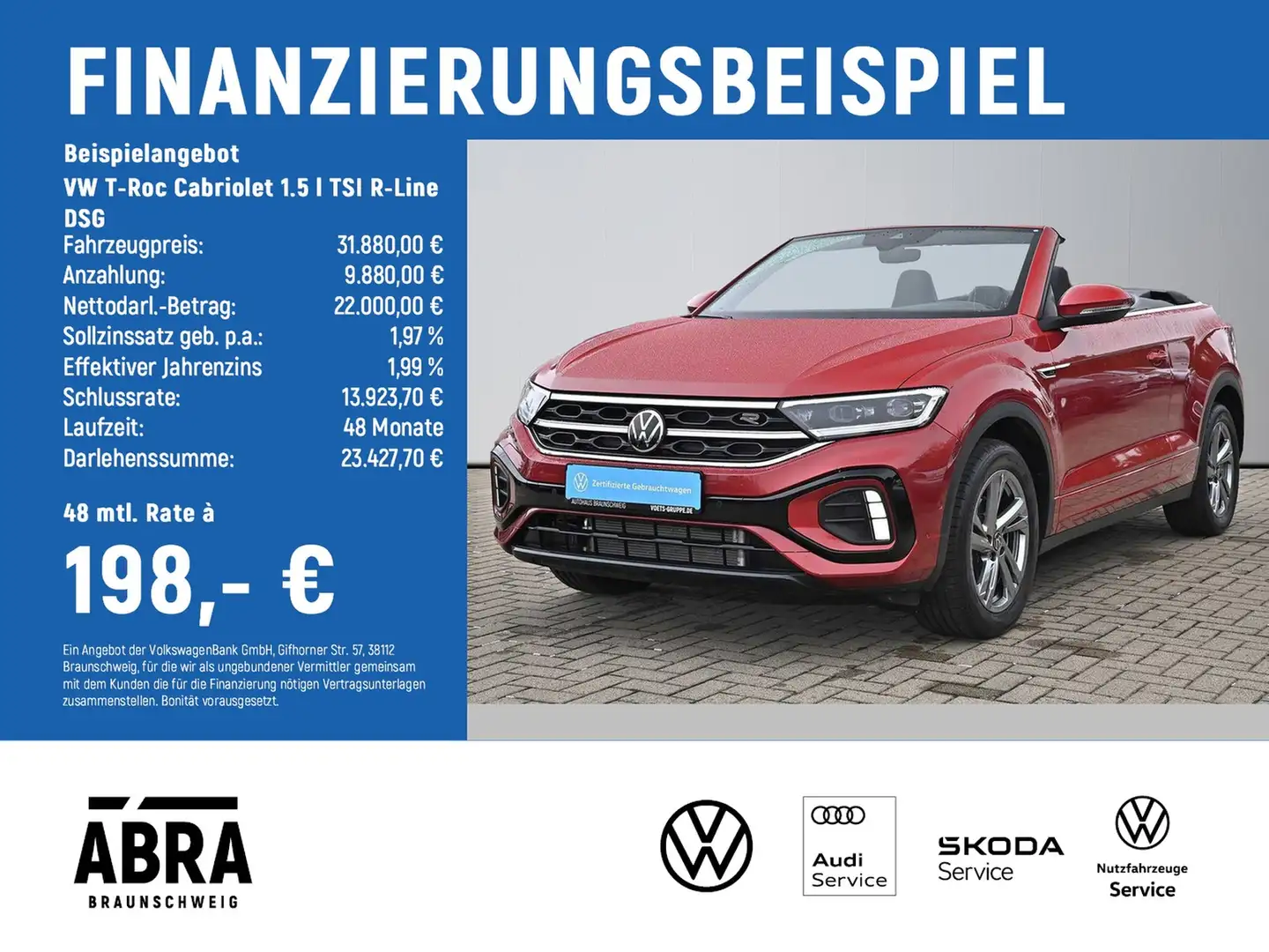 Volkswagen T-Roc Cabriolet 1.5 l TSI R-Line DSG LED+NAVI+PDC+GRA... Rot - 2