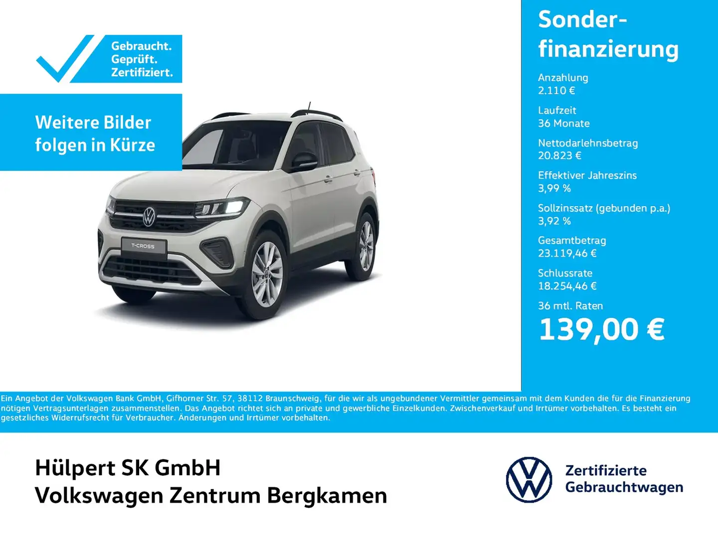 Volkswagen T-Cross 1.0 GOAL AHK ACC NAVI LM17 CARPLAY LED Grau - 1