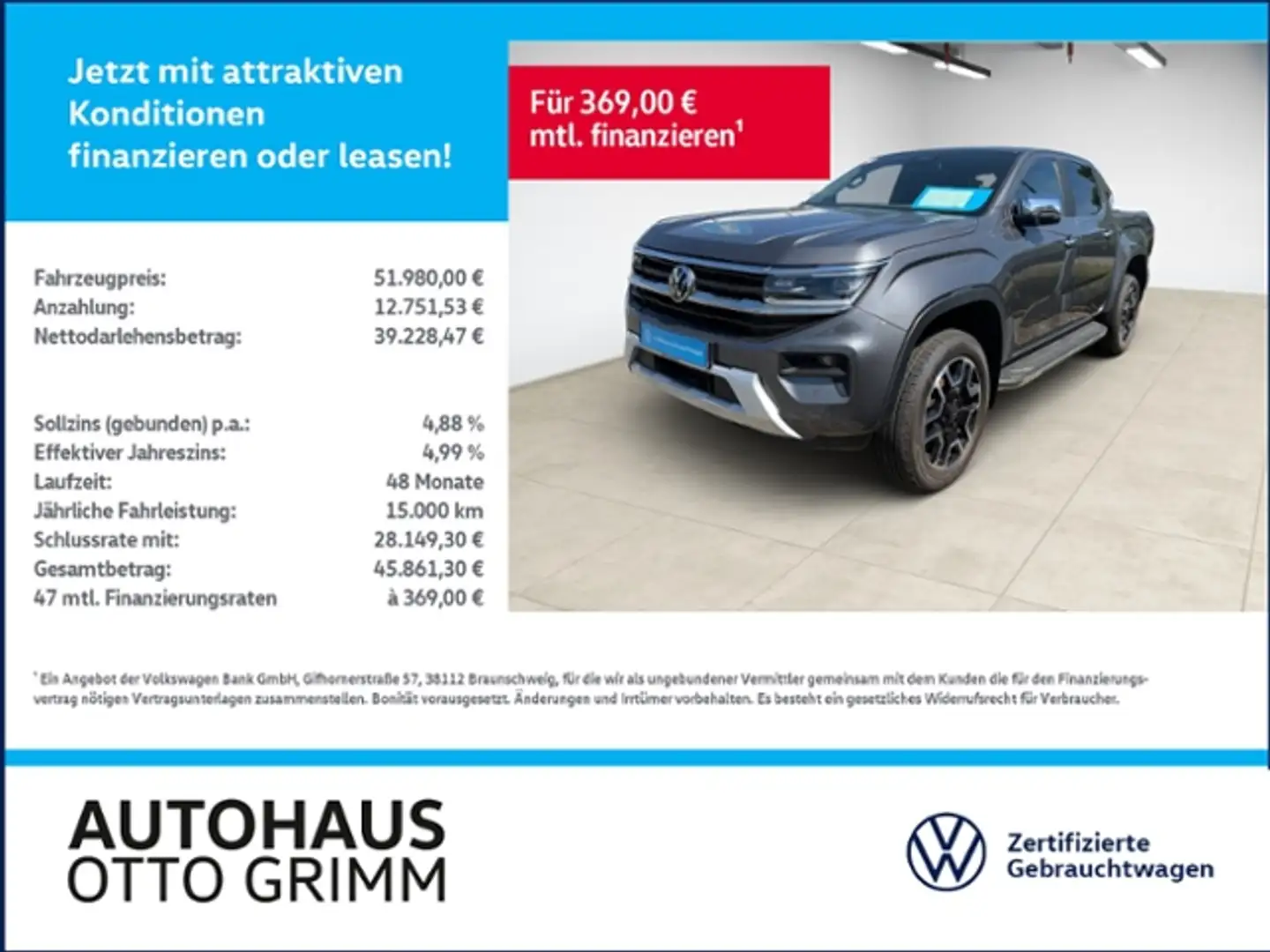 Volkswagen Amarok 3.0 TDI DSG AHK 4M LED-Matrix Grau - 1