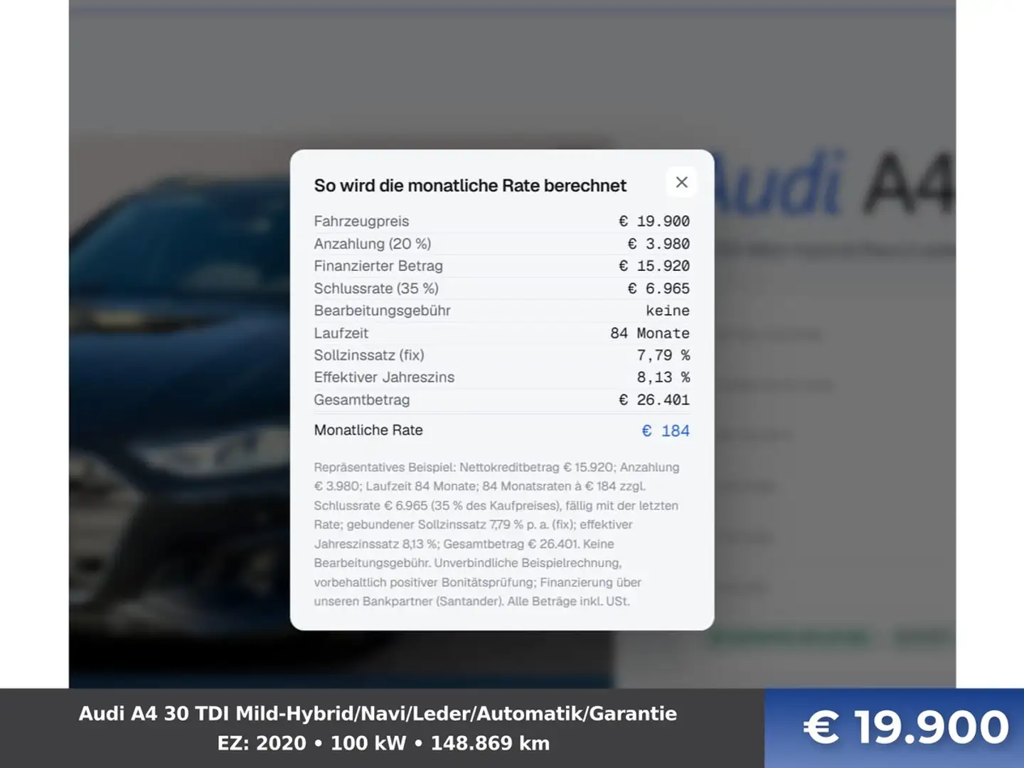 Audi A4 30 TDI Mild-Hybrid/Navi/Leder/Automatik/Garantie Schwarz - 2