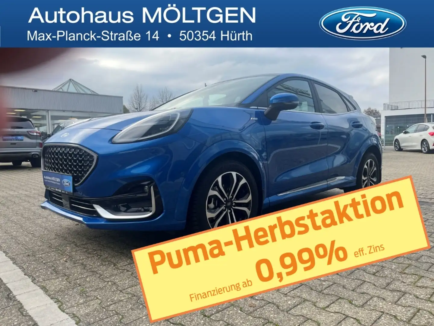 Ford Puma ST-Line Vignale 1.0 EcoBoost Mild Hybrid, Navigati Blauw - 1