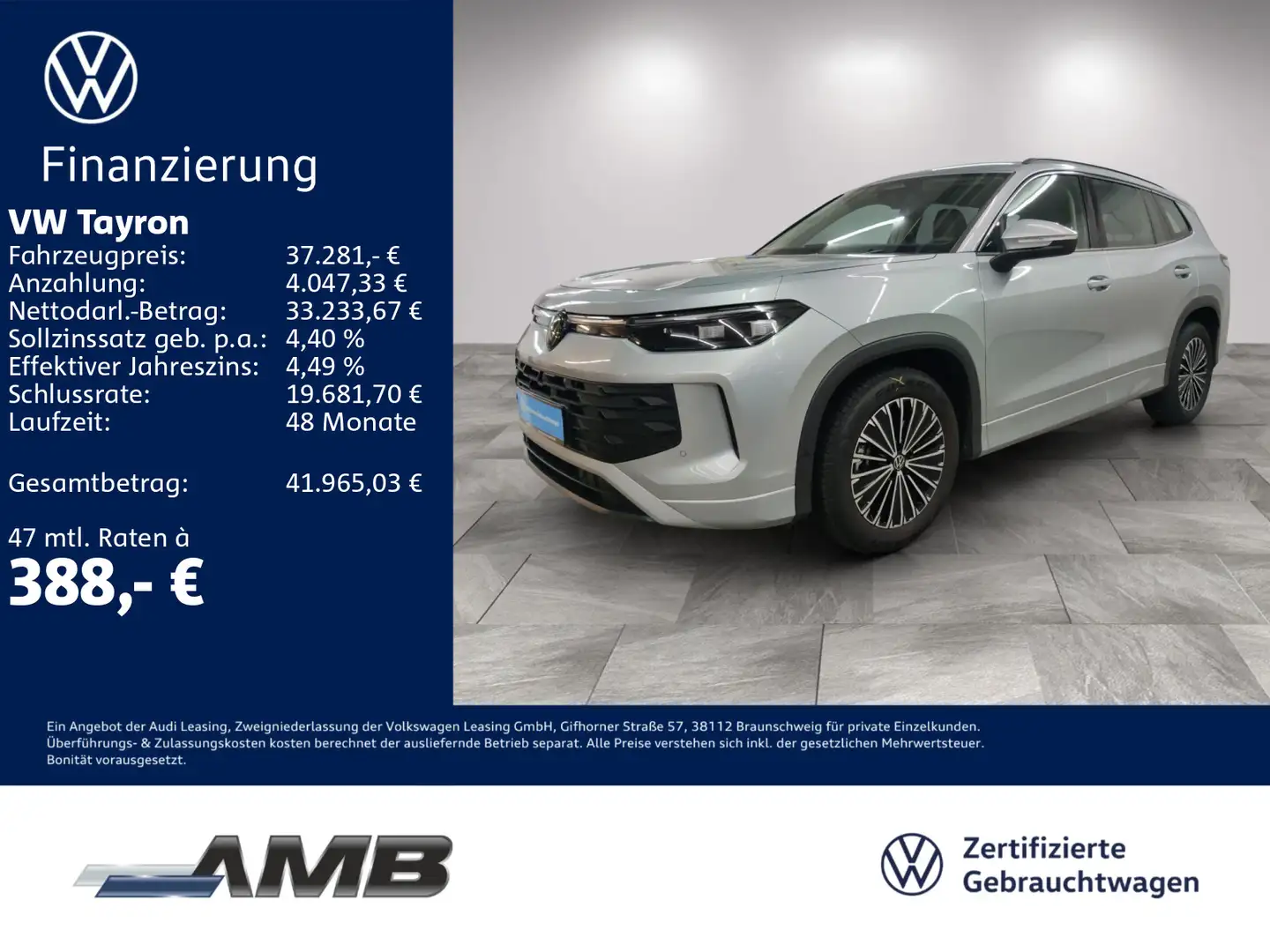 Volkswagen Tayron Life 1.5 eTSI AHK/LED/ACC/RFK/03.30Garant Argent - 1