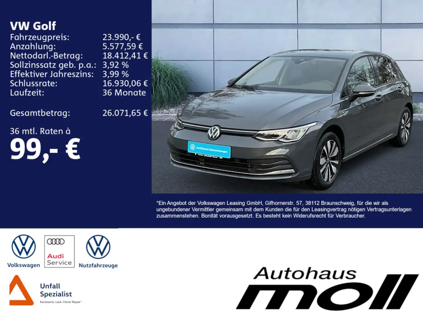 Volkswagen Golf MOVE 1.5 TSI Navi, AHK, ACC Grijs - 2