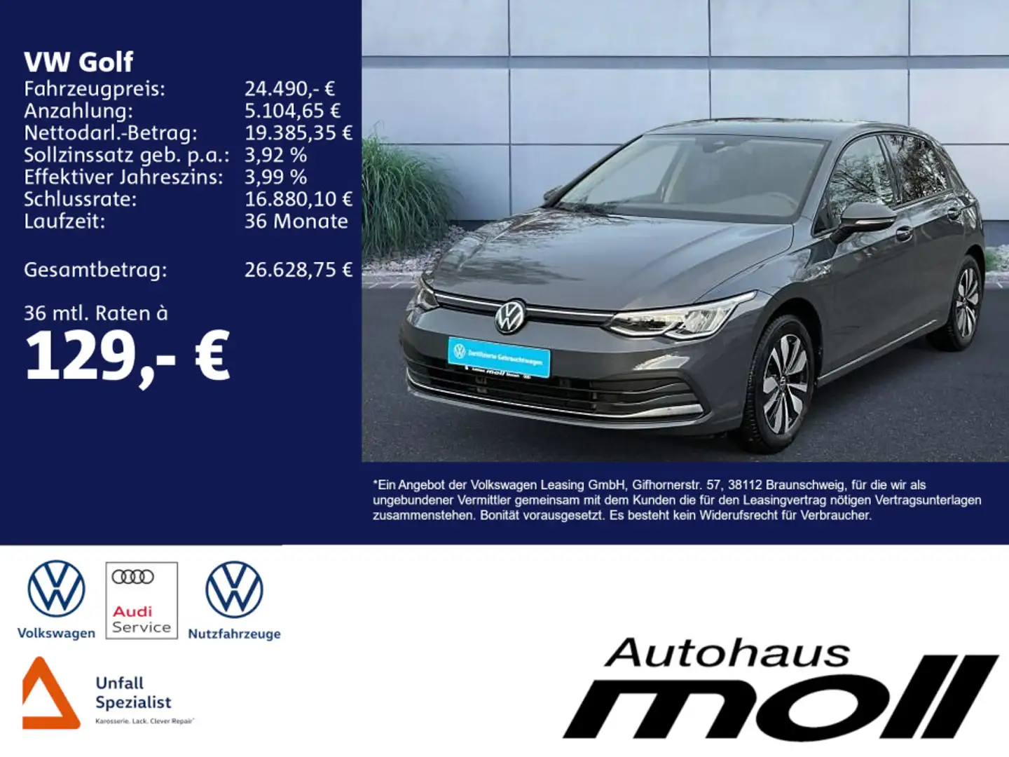 Volkswagen Golf MOVE 1.5 TSI Navi, AHK, ACC Grau - 2