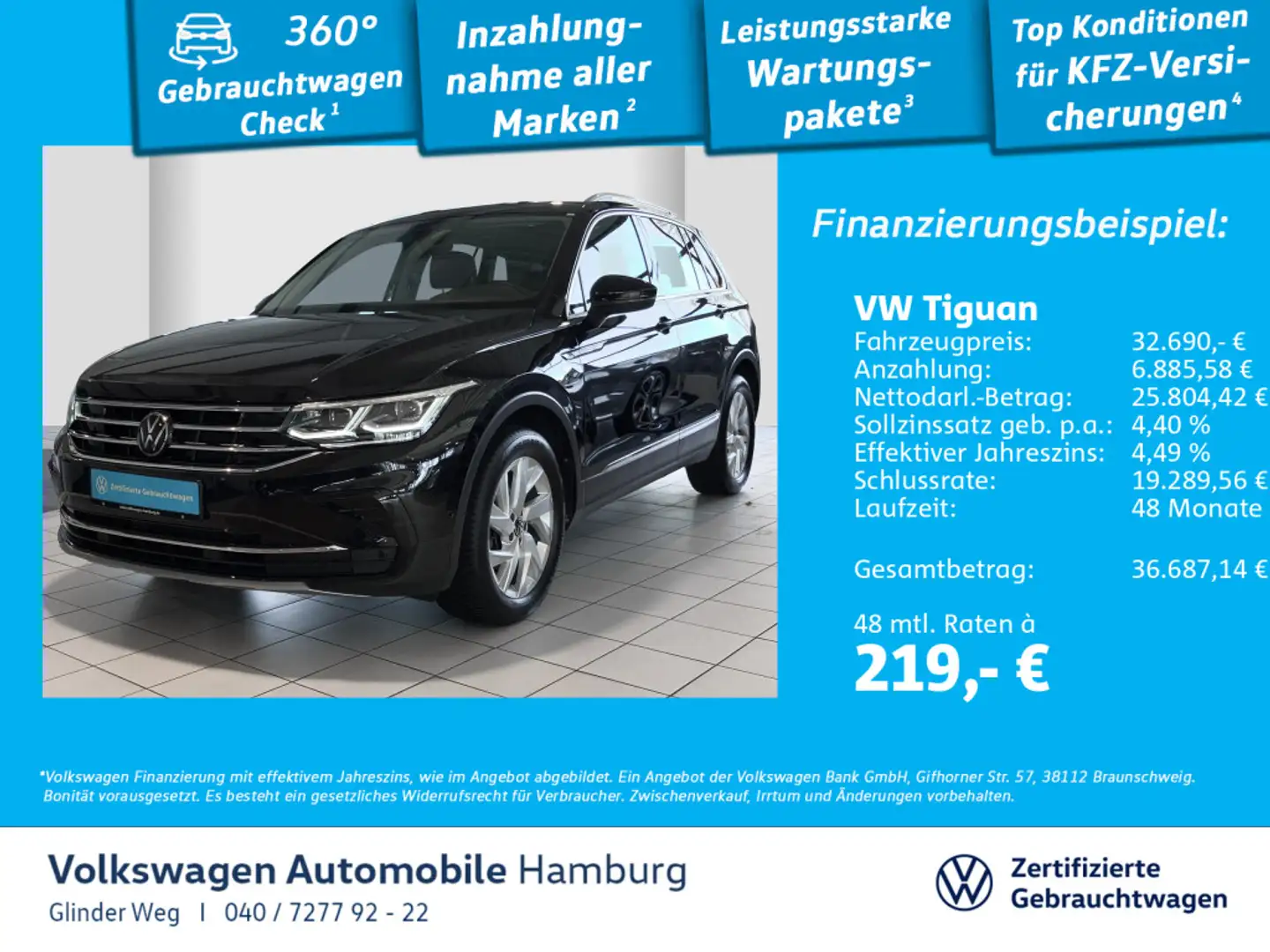 Volkswagen Tiguan 2.0 TDI Elegance DSG Matrix-LED Panoramad Schwarz - 1