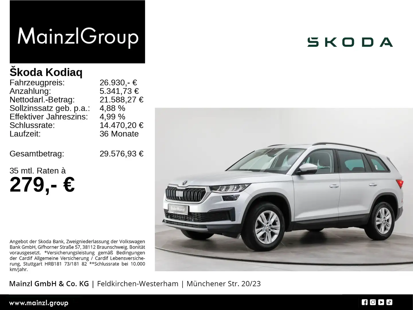 Skoda Kodiaq 1.5 TSI Pano Navi SHZ Virtual Kamera LED Silber - 1