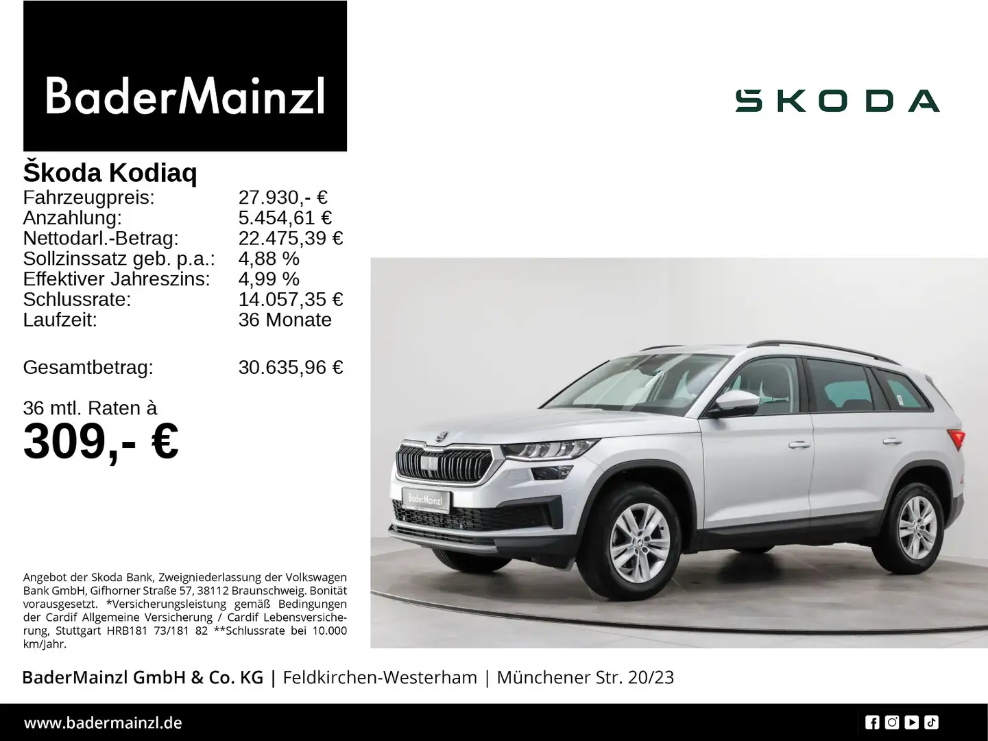 Skoda Kodiaq 1.5 TSI Pano Navi SHZ Virtual Kamera LED Silber - 1