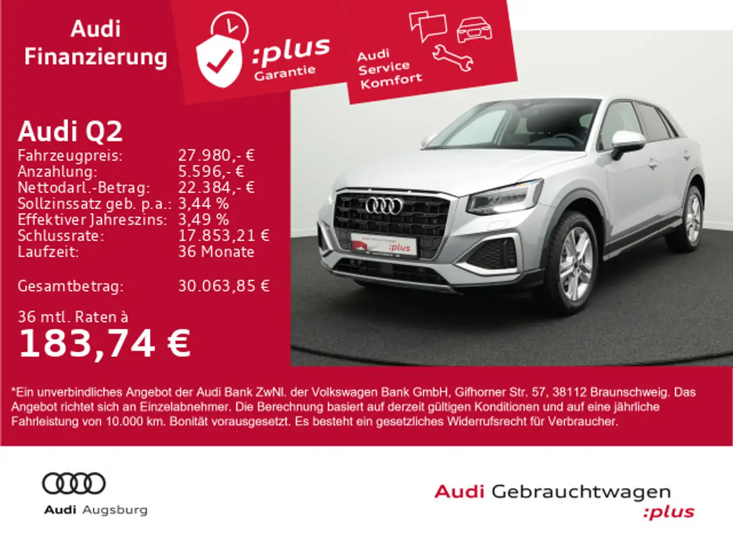 Audi Q2 advanced 35 TFSI S tr.*AHK*VIRTUAL*LED*8-fach Argent - 1