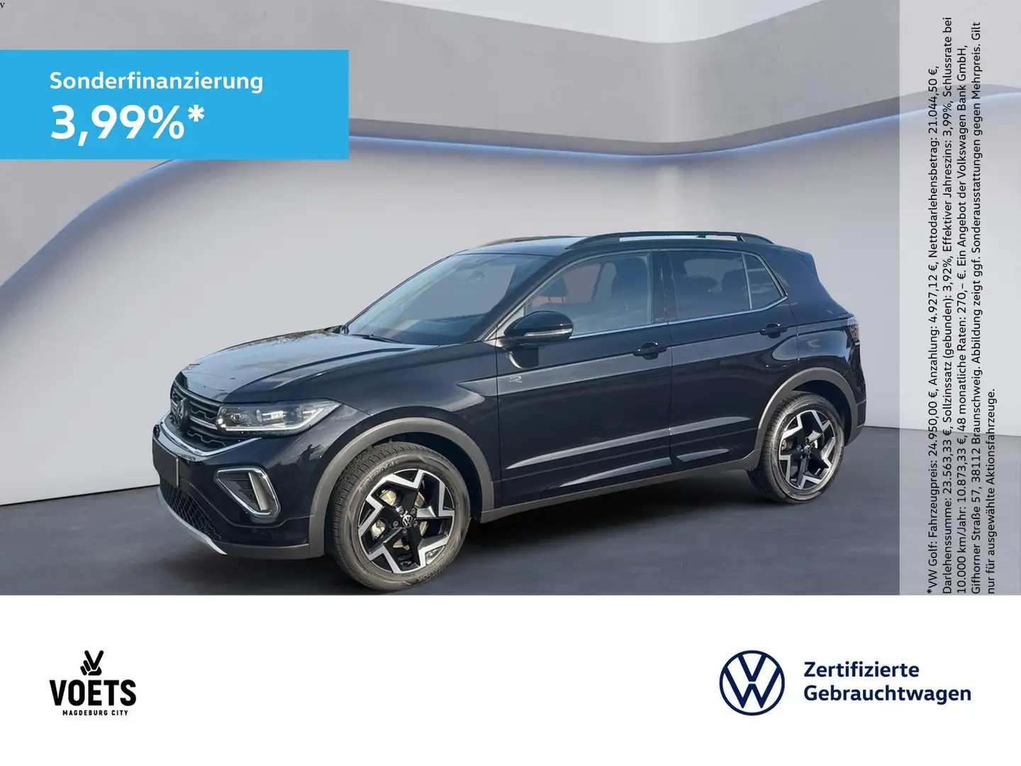 Volkswagen T-Cross 1.5 TSI R-Line DSG+KAM+NAVI+AHK Schwarz - 1