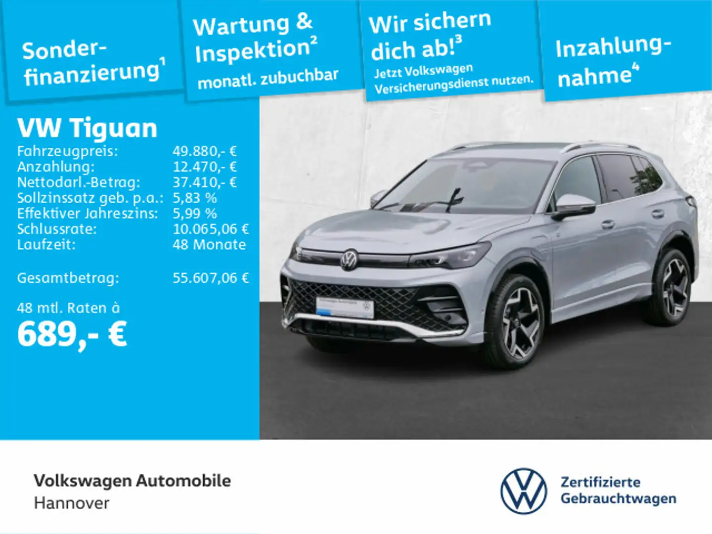 Volkswagen Tiguan R-Line 1.5 TSI DSG eHybrid AHK IQ.LIGHT D Silber - 1