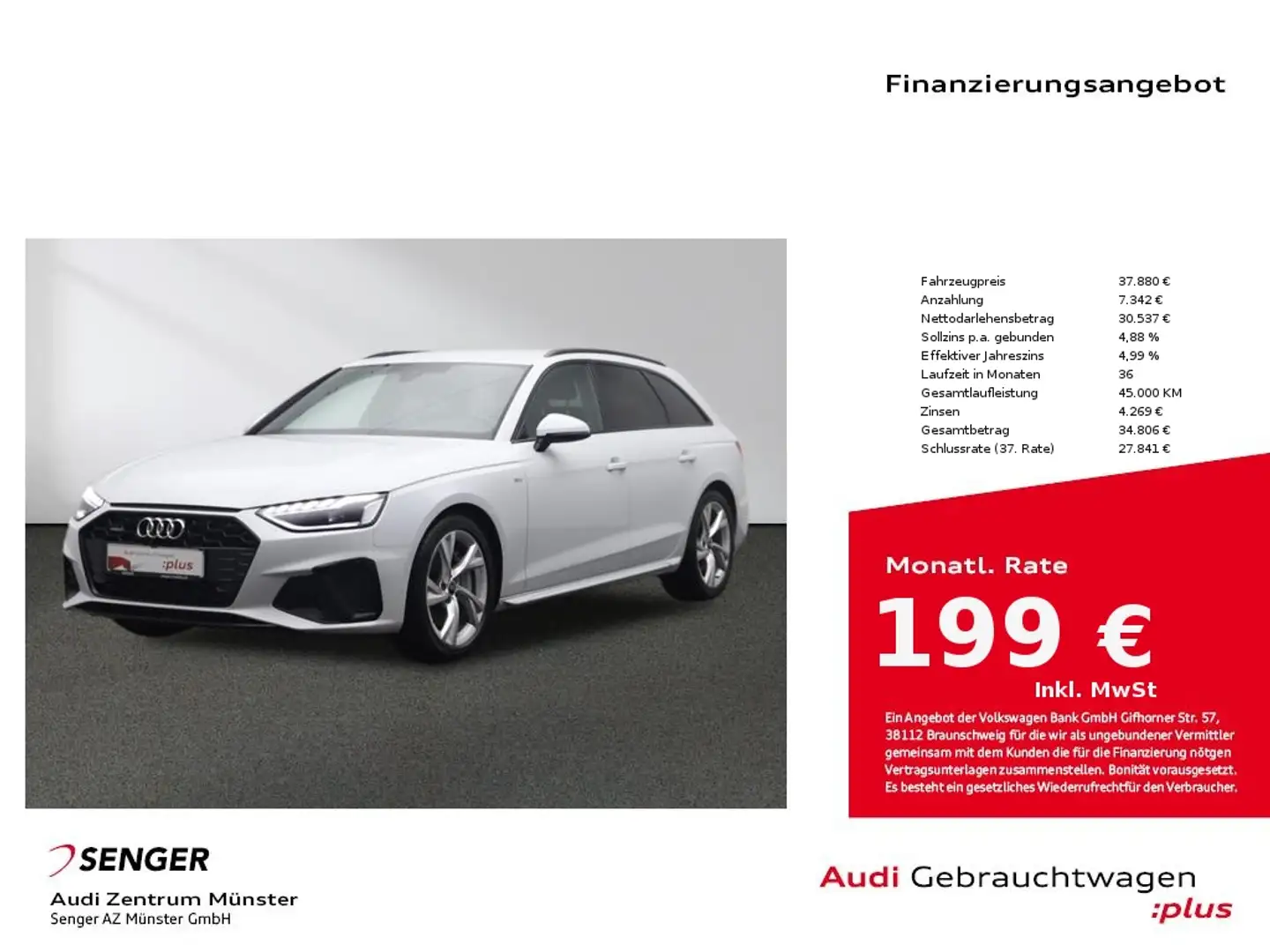 Audi A4 Avant 45 TFSI quattro S line MMI Navi LED AHK Blanc - 1