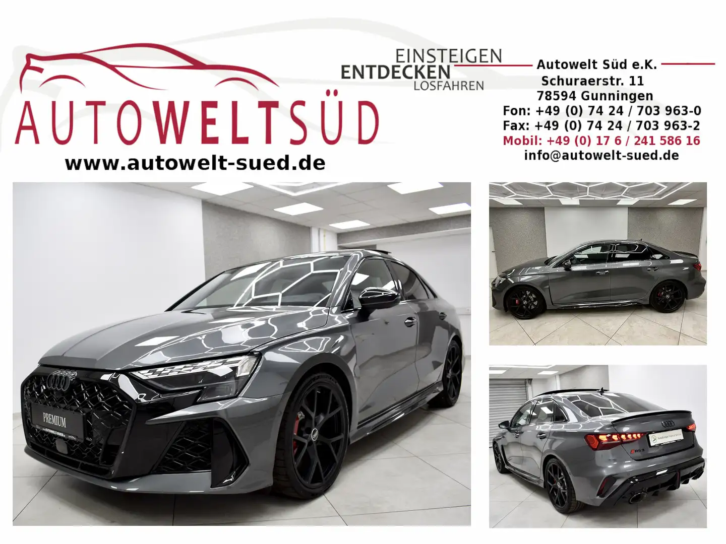 Audi RS3 Limousine Pano SAGA ACC RCam HUD Sonos 25 Šedá - 1