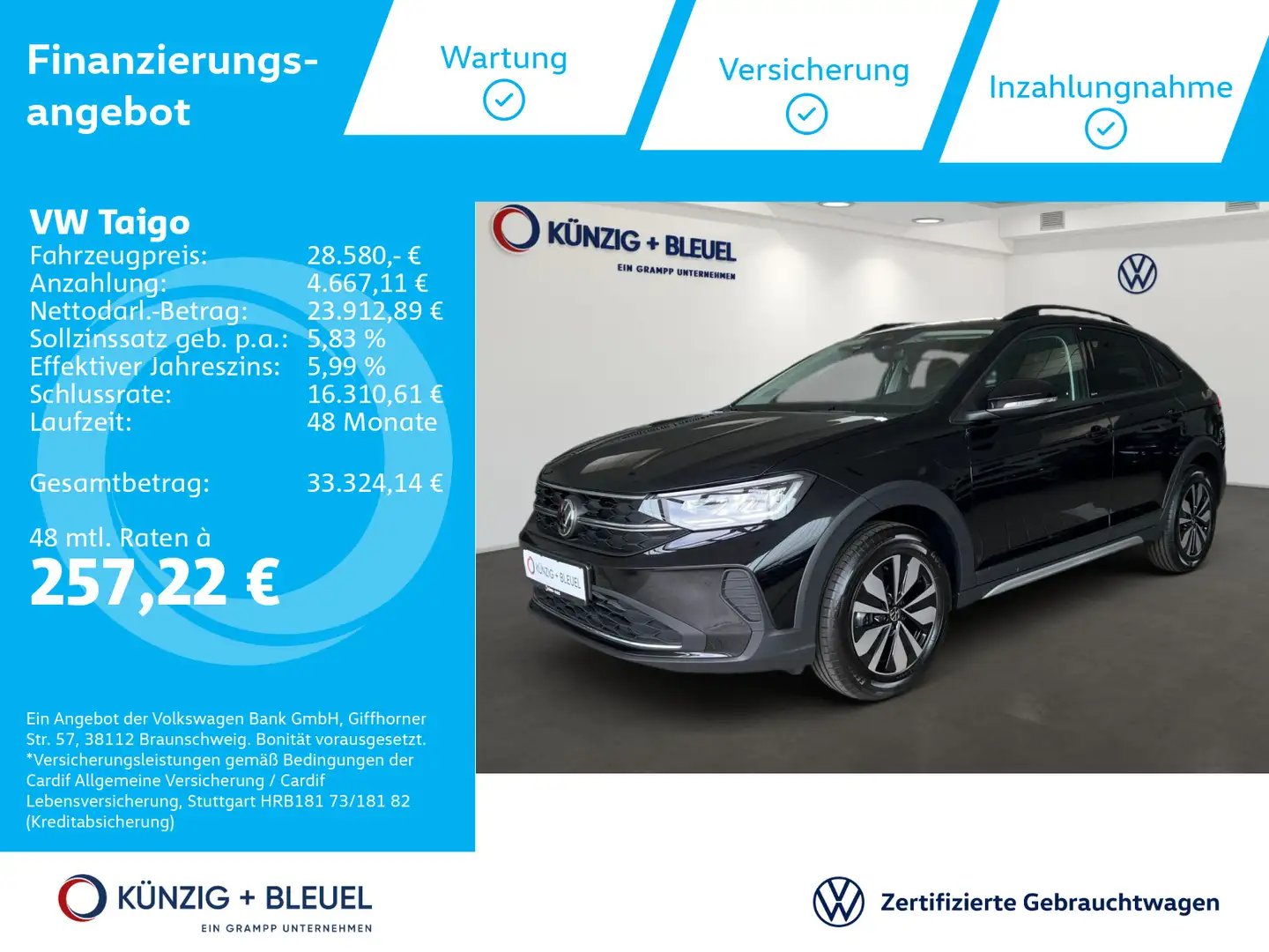 Volkswagen Taigo Move 1,5 l TSI DSG AHK Kamera Assistenz Na Schwarz - 1