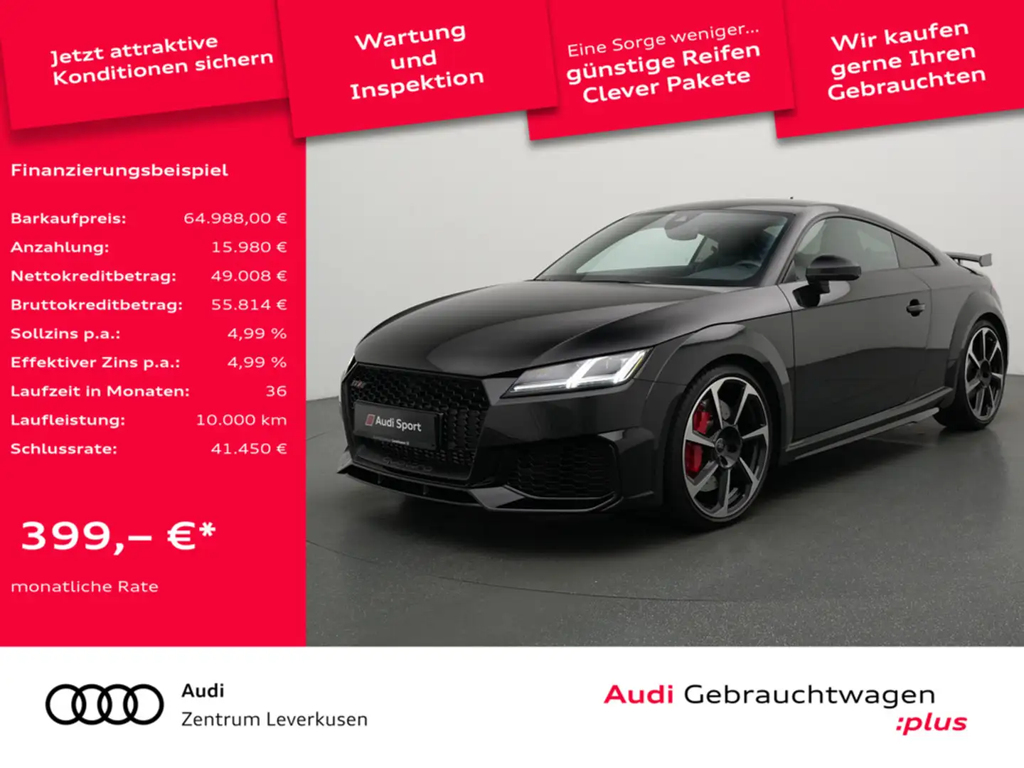 Audi TT RS Coupe 280KMH MATRIX RAUTE LEDER B&O NAV Schwarz - 1