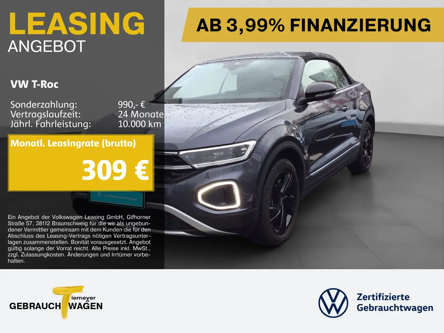 Volkswagen T-Roc Cabrio 1.5 TSI DSG BLACK STYLE LM18 ST.HEI Grau - 1
