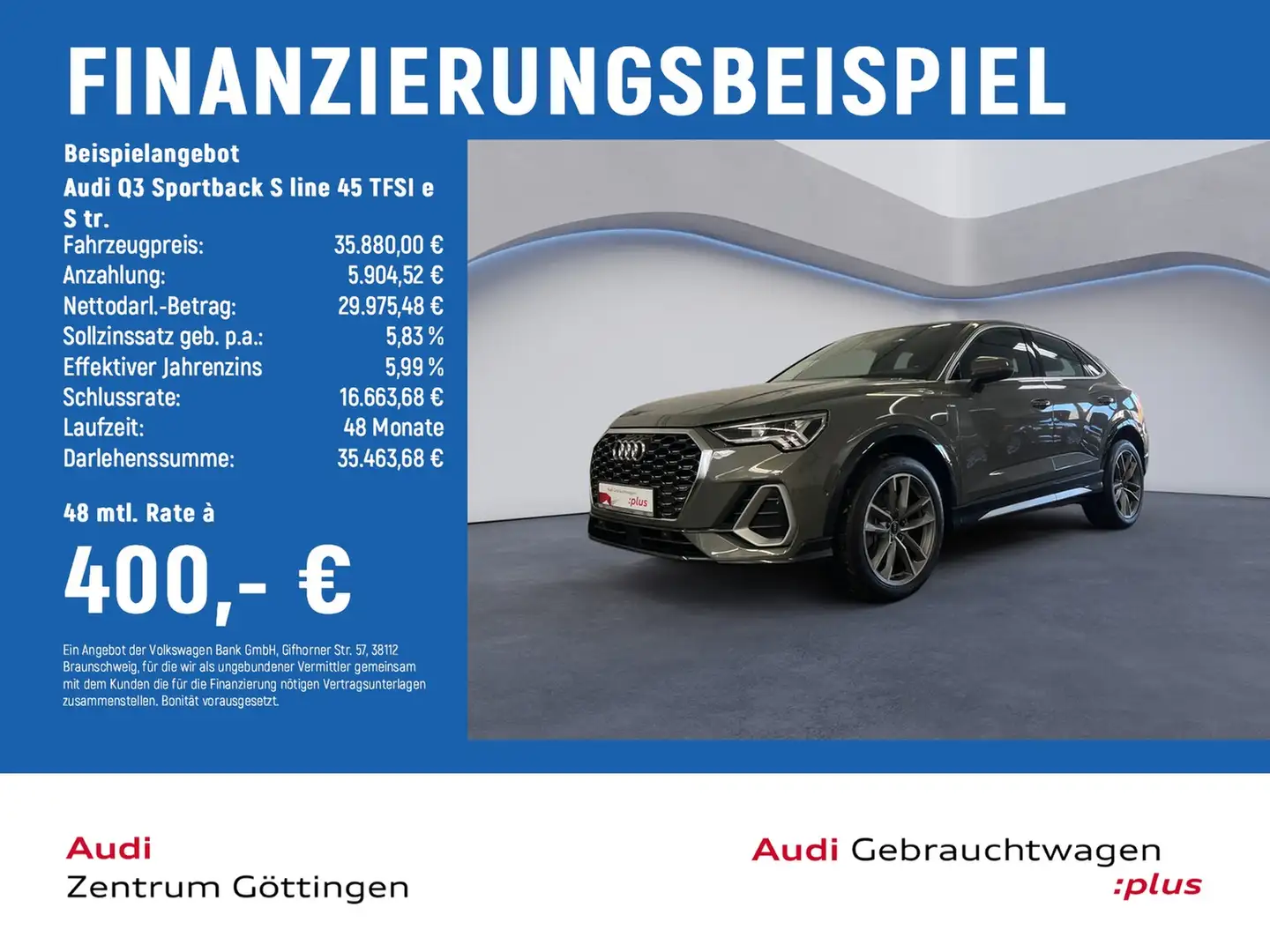 Audi Q3 Sportback S line 45 TFSI e S tr. +LED+NAVI+VC Grijs - 2
