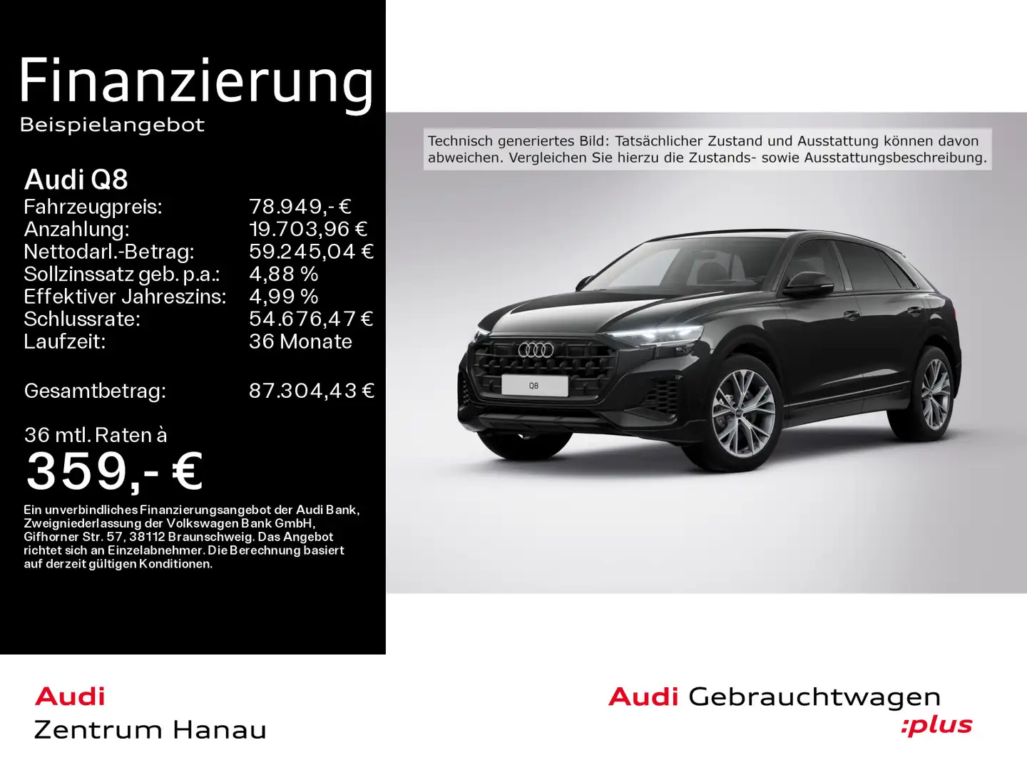 Audi Q8 55 TFSIe quattro S-LINE*PANO*LUFT*AHK*MATRIX* Schwarz - 1