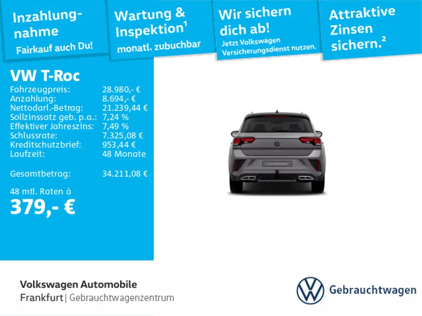 Volkswagen T-Roc T-ROC 1.5 TSI DSG R-Line Navi AHK Sprachbedienun Grau - 1