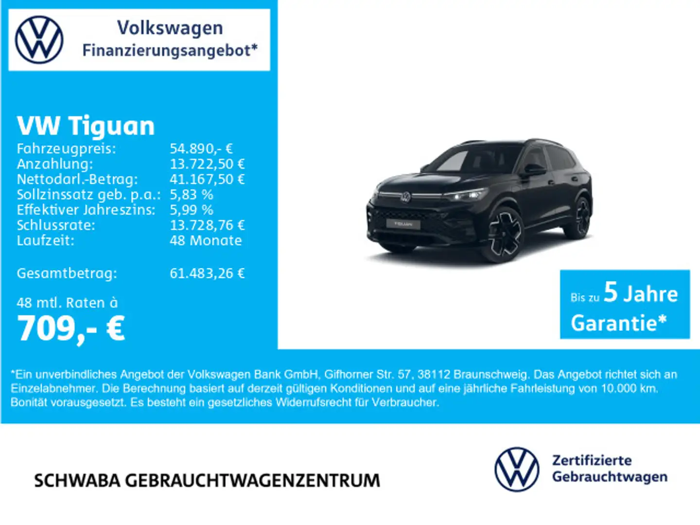 Volkswagen Tiguan R-Line 1.5 TSI eHybrid DSG 8-fach bereift Noir - 1