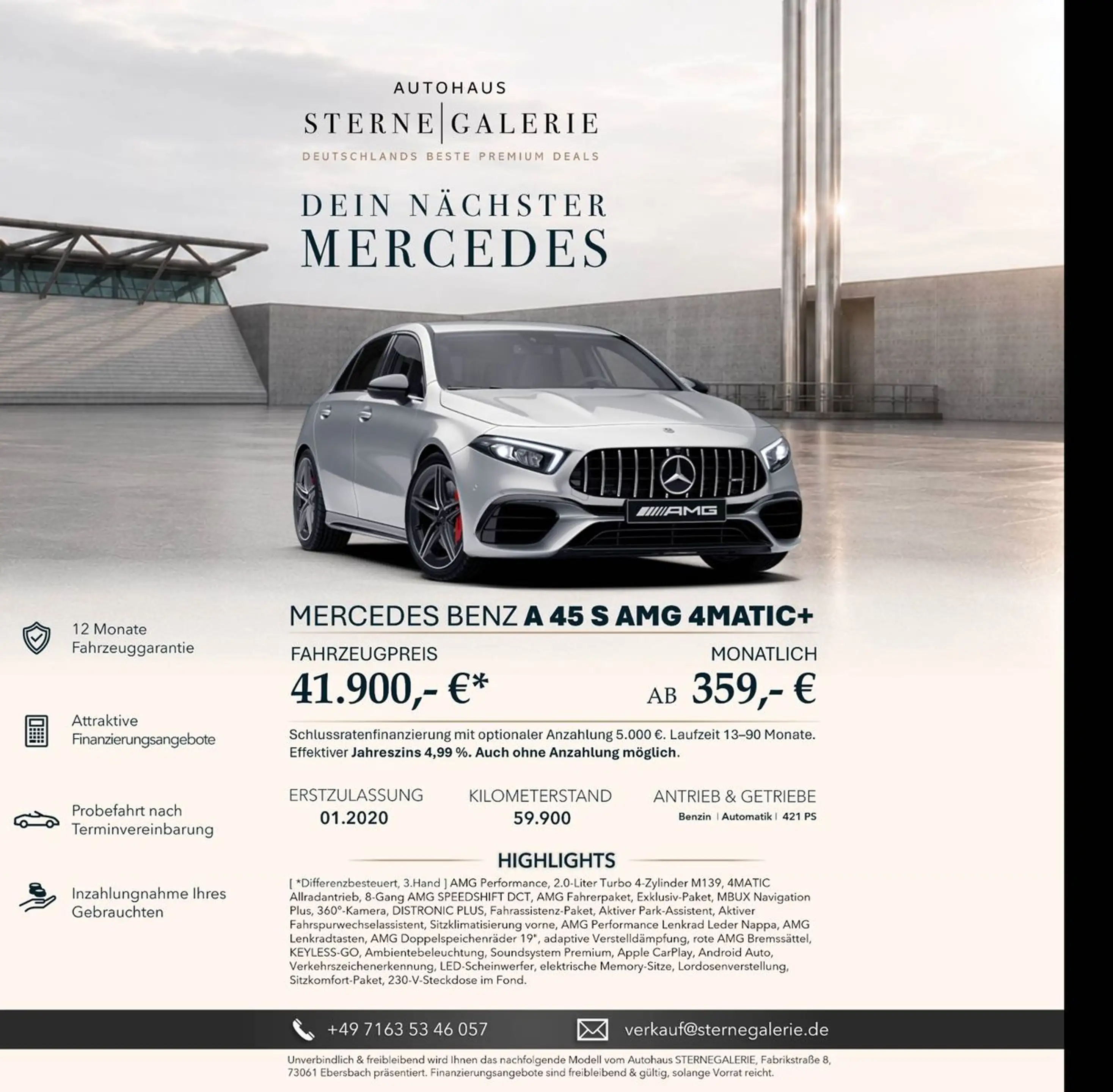 Mercedes-Benz A 45 AMG DISTRO+/MEMORY/SITZKLIMA/360°/BURMEST