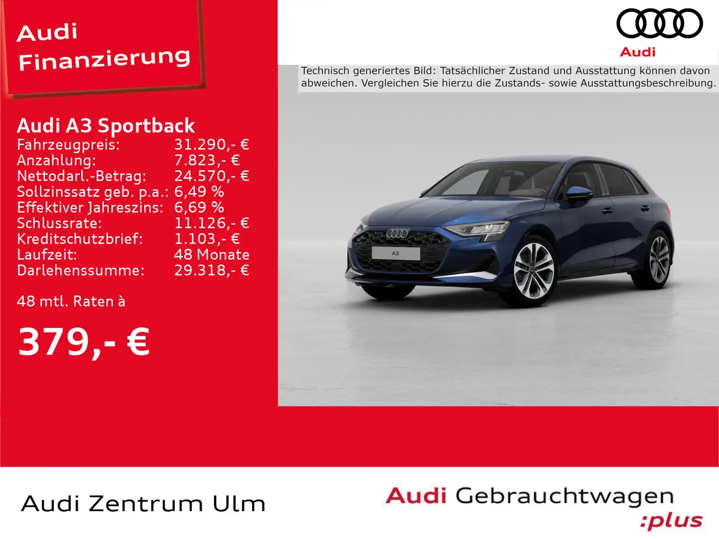 Audi A3 advanced 35 TFSI AHK R-KAM NAV+ 5J. Blau - 1