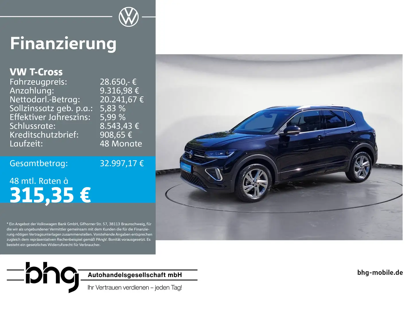 Volkswagen T-Cross 1.5 TSI DSG *R-LINE* #AHK #KEYLESS #IQ-D Noir - 1