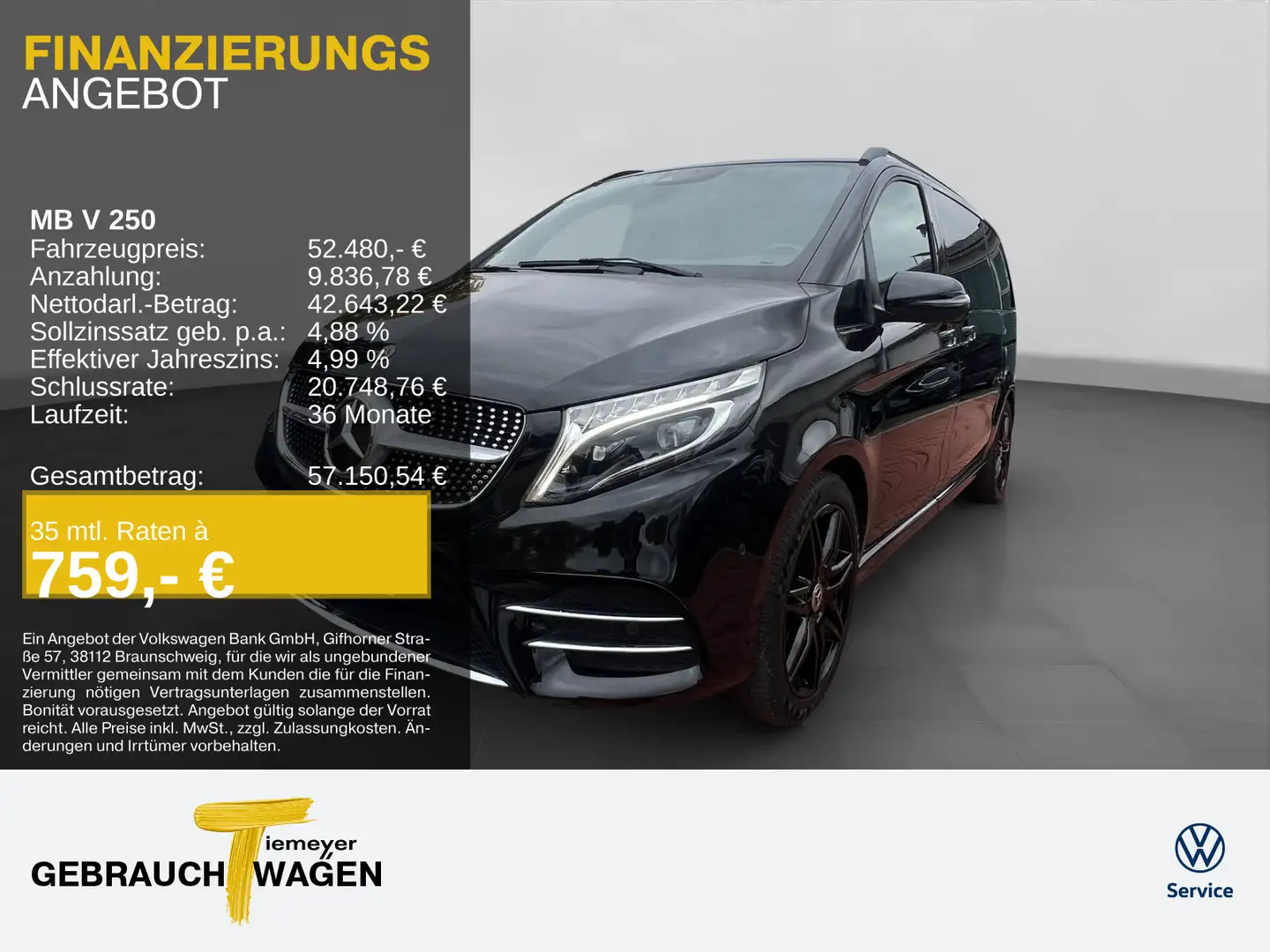 Mercedes-Benz V 250 d AMG LINE LEDER LED NAVI LM19 Schwarz - 1