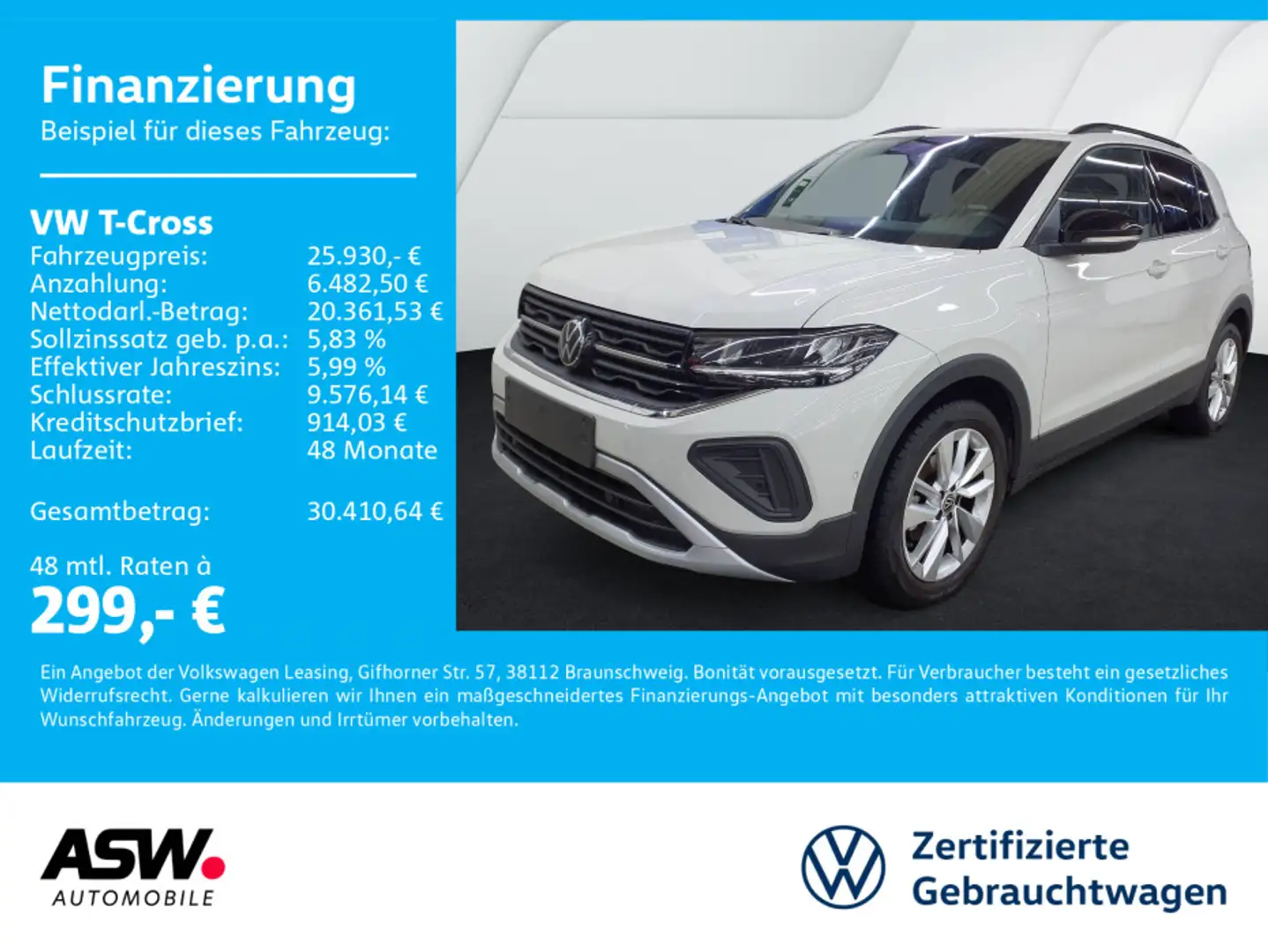 Volkswagen T-Cross Goal 1,0TSI DSG LED NAVI ACC PDC SHZ AHK Grau - 1