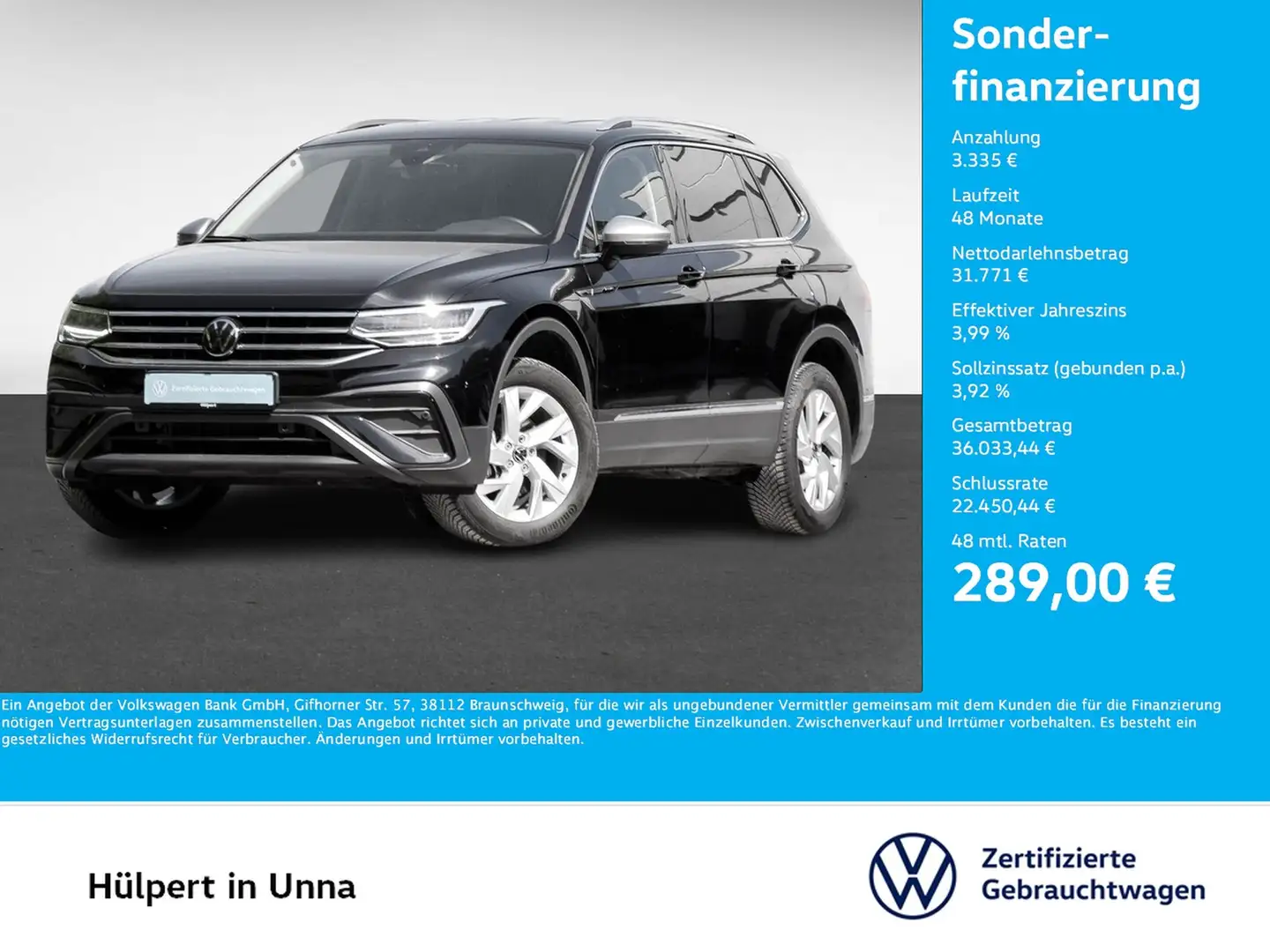 Volkswagen Tiguan Allspace 1.5 LIFE 7SITZE AHK ACC LM18 NAVI Schwarz - 1