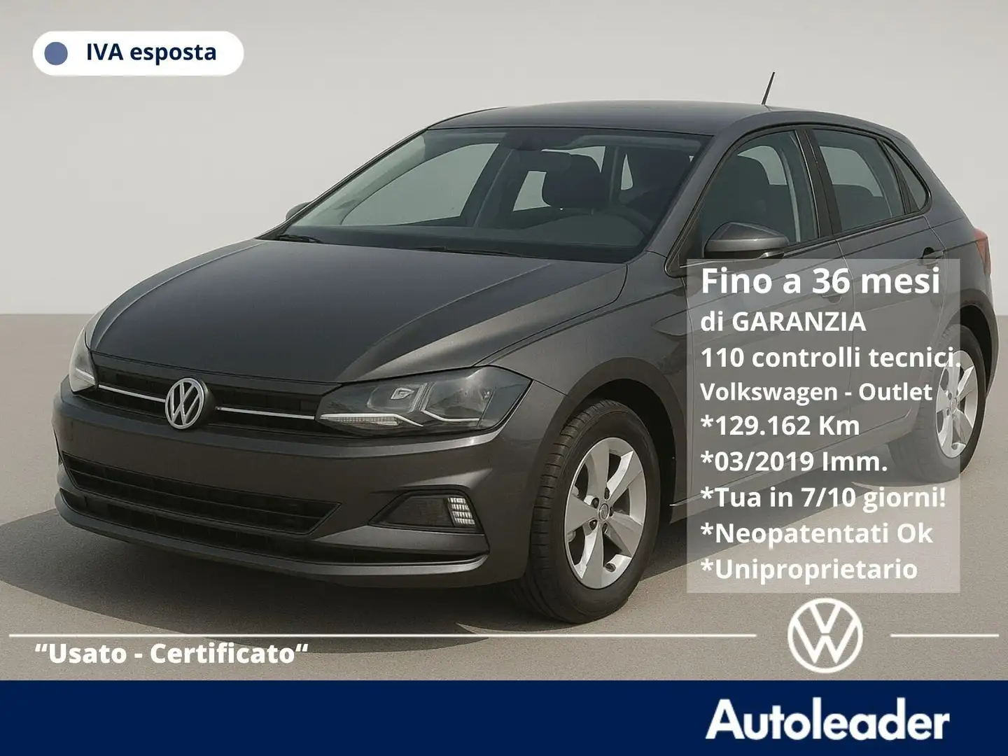 Volkswagen Polo 1.6 TDI 5p. Comfortline BMT 80cv NEOPATENTATI Grigio - 1
