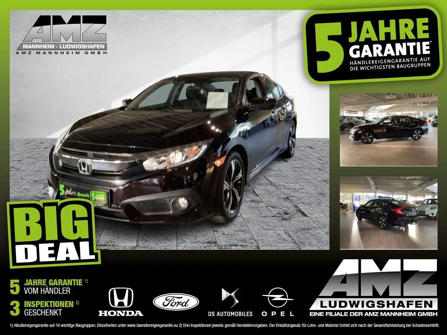 Honda Civic 4-trg. 1.5 VTEC Elegance FLA SpurH LM PDC Nero - 1