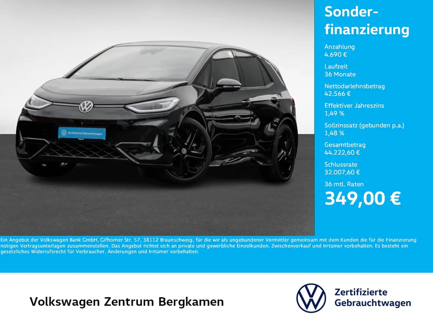 Volkswagen ID.3 GTX PERFORMANCE WÄRMEPUMPE PANO 360CAM LM20 Schwarz - 1