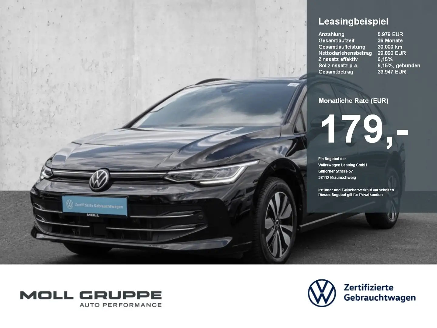 Volkswagen Golf Variant 1.5 eTSI DSG Life Goal NAVI PANO Schwarz - 1