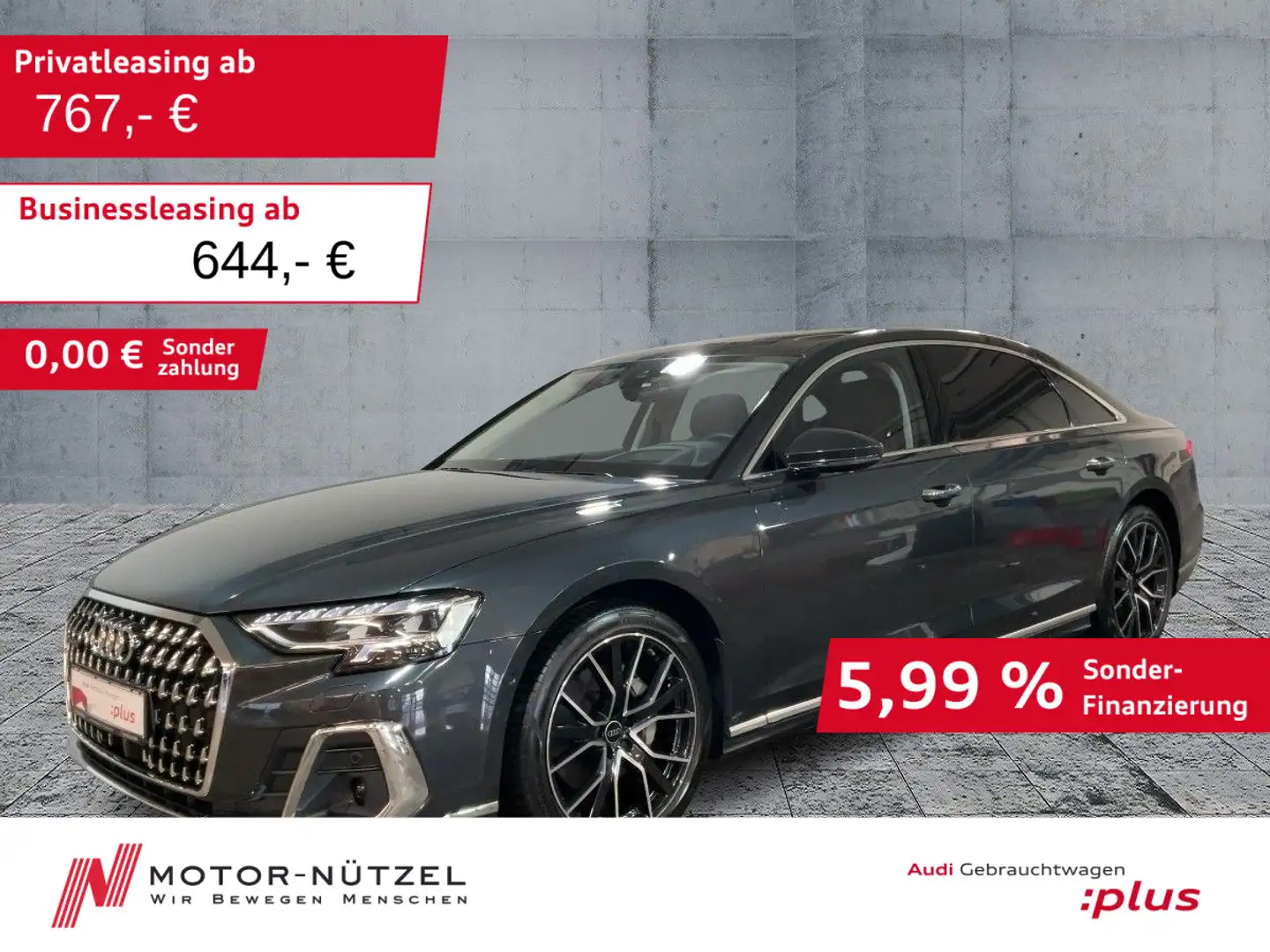 Audi A8 L 50 TDI QU D-MATRIX+AIR+B&O+TV+ACC+PANO+360° Gris - 1