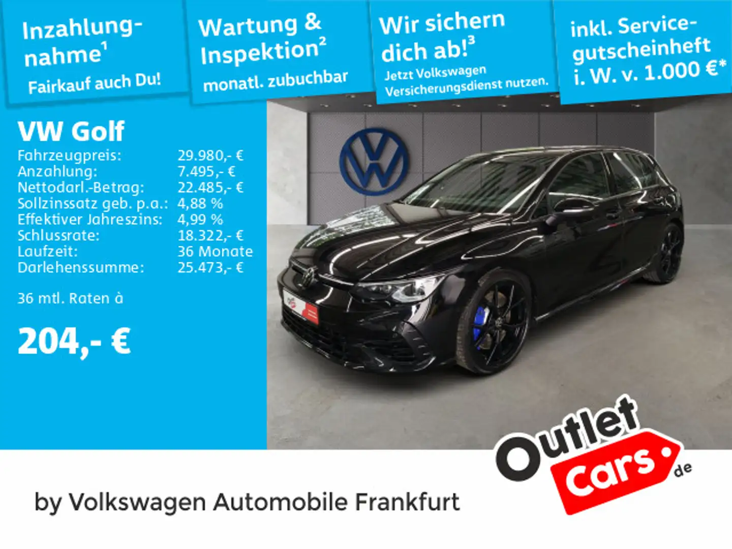 Volkswagen Golf VIII 2.0 FSI DSG R 4Motion Navi IQ.Light DC Noir - 1
