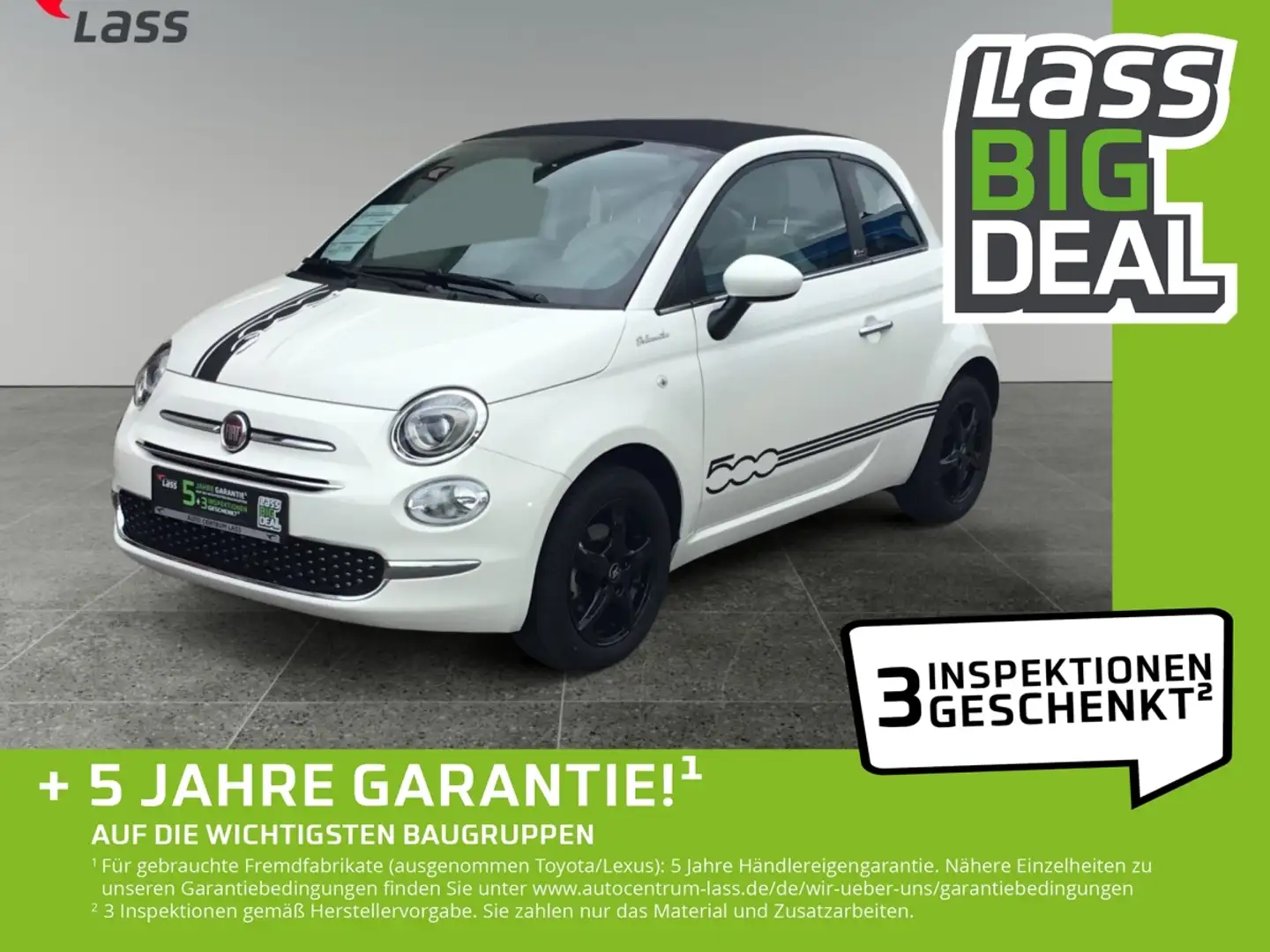 Fiat 500C 500 Cabrio 1.0 Dolcevita Navi, Android Auto Weiß - 1