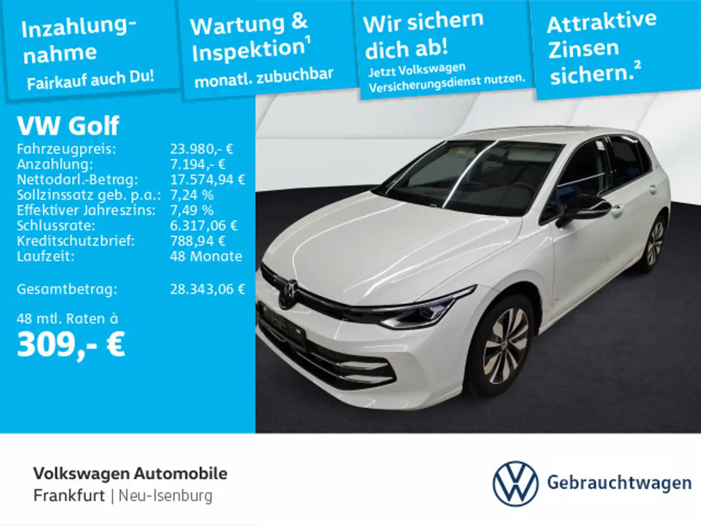 Volkswagen Golf VIII 1.5 TSI Goal Navi Spurwechselassistent Weiß - 1