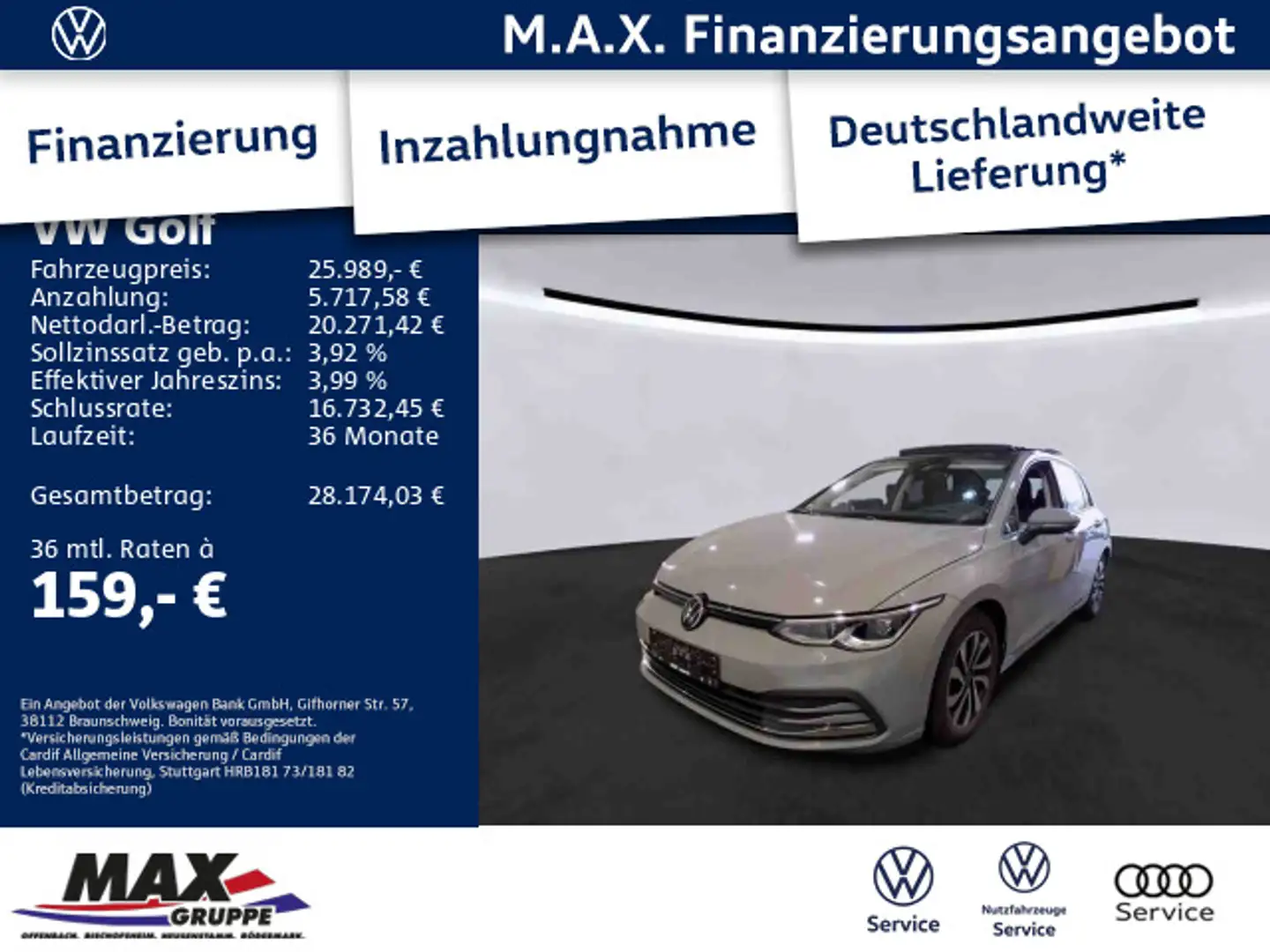 Volkswagen Golf VIII 2.0 TDI DSG ACTIVE AHK+MATRIX+PANO+HUD Gris - 1