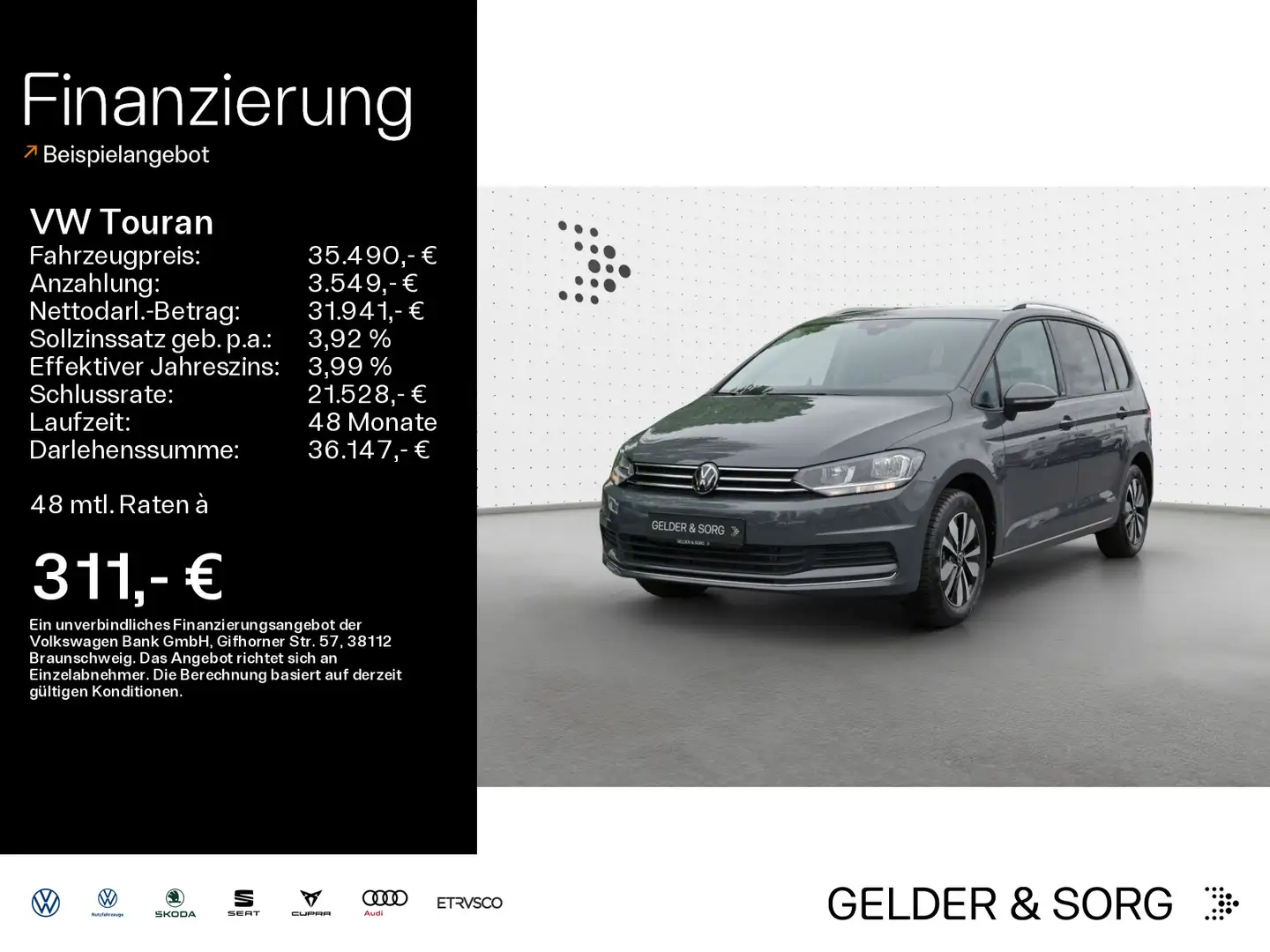 Volkswagen Touran Comfortline 1.5 TSI 7Sitze*AHK*Digital Grijs - 1