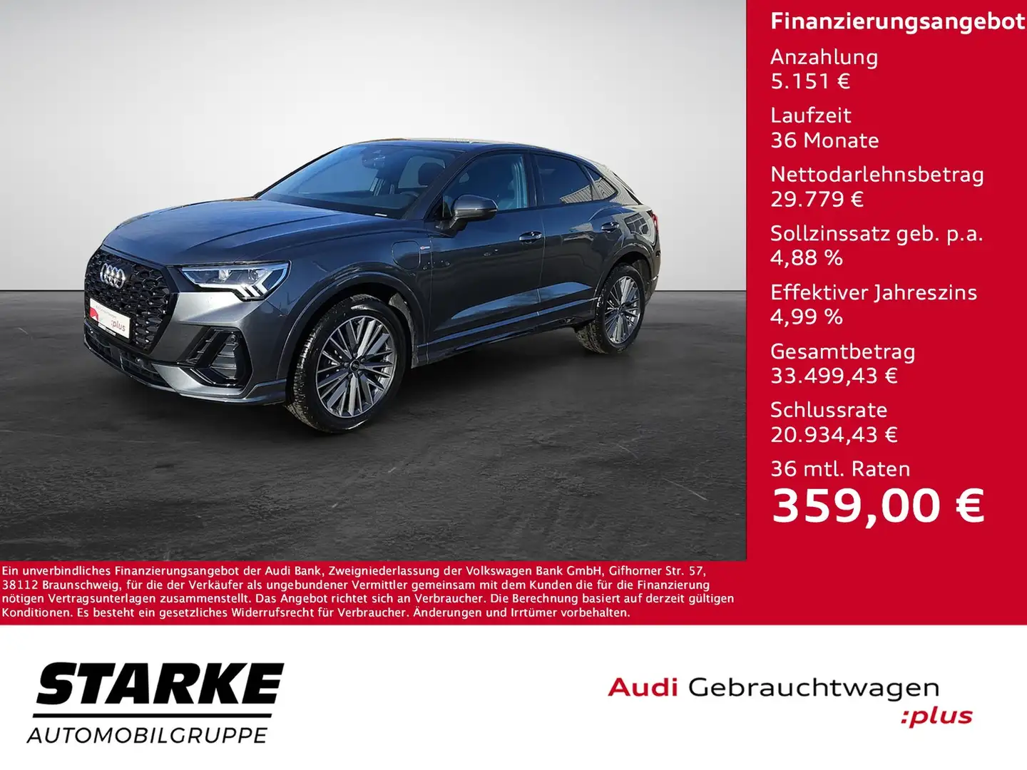 Audi Q3 Sportback 45 TFSI e S tronic S line NaviPlus LE... Grau - 1