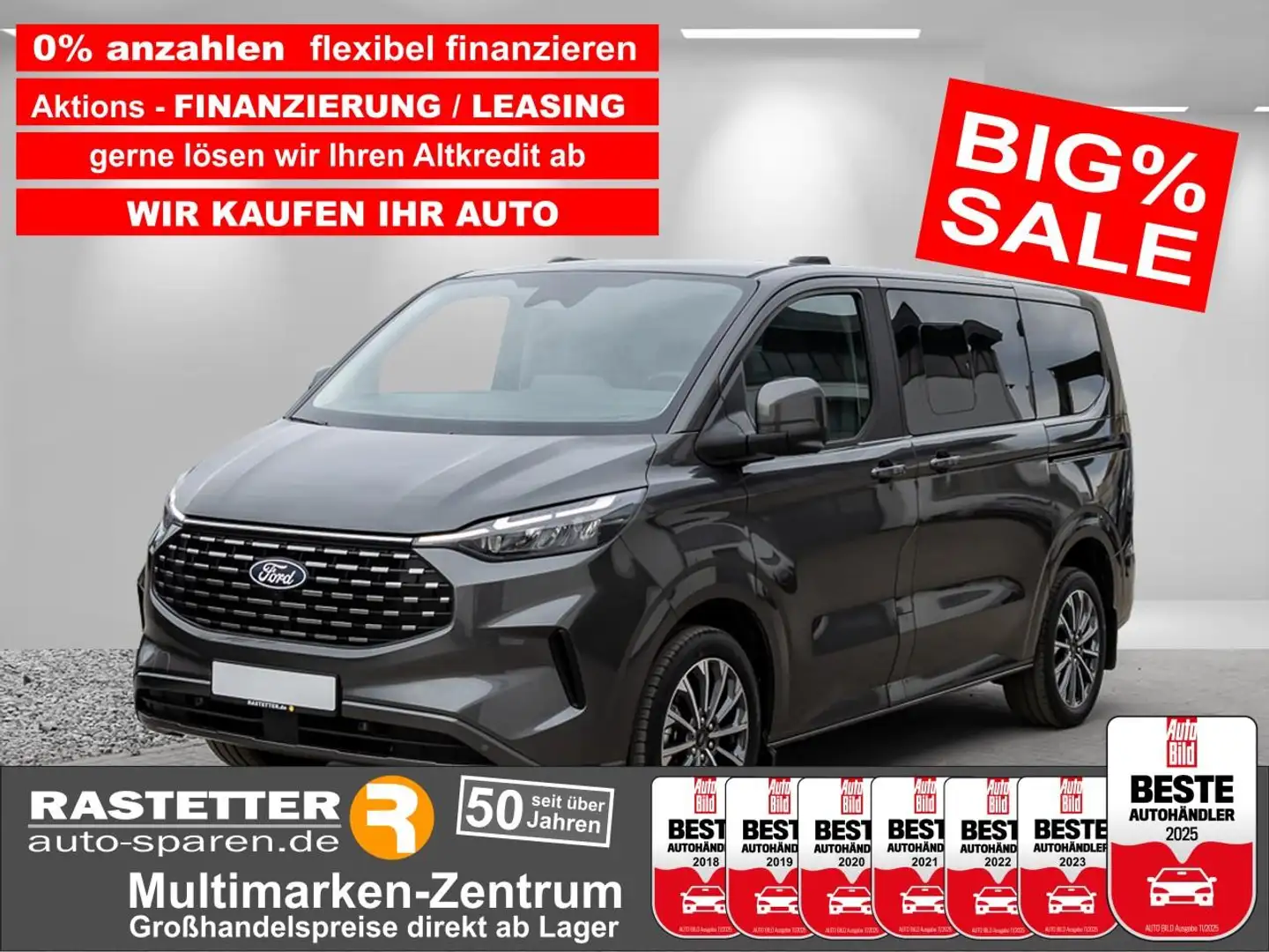 Ford Tourneo Custom L1 Titanium X 8S 5Jahre+Leder+19Z+Navi+SYNC4+ACC+3 Grau - 1