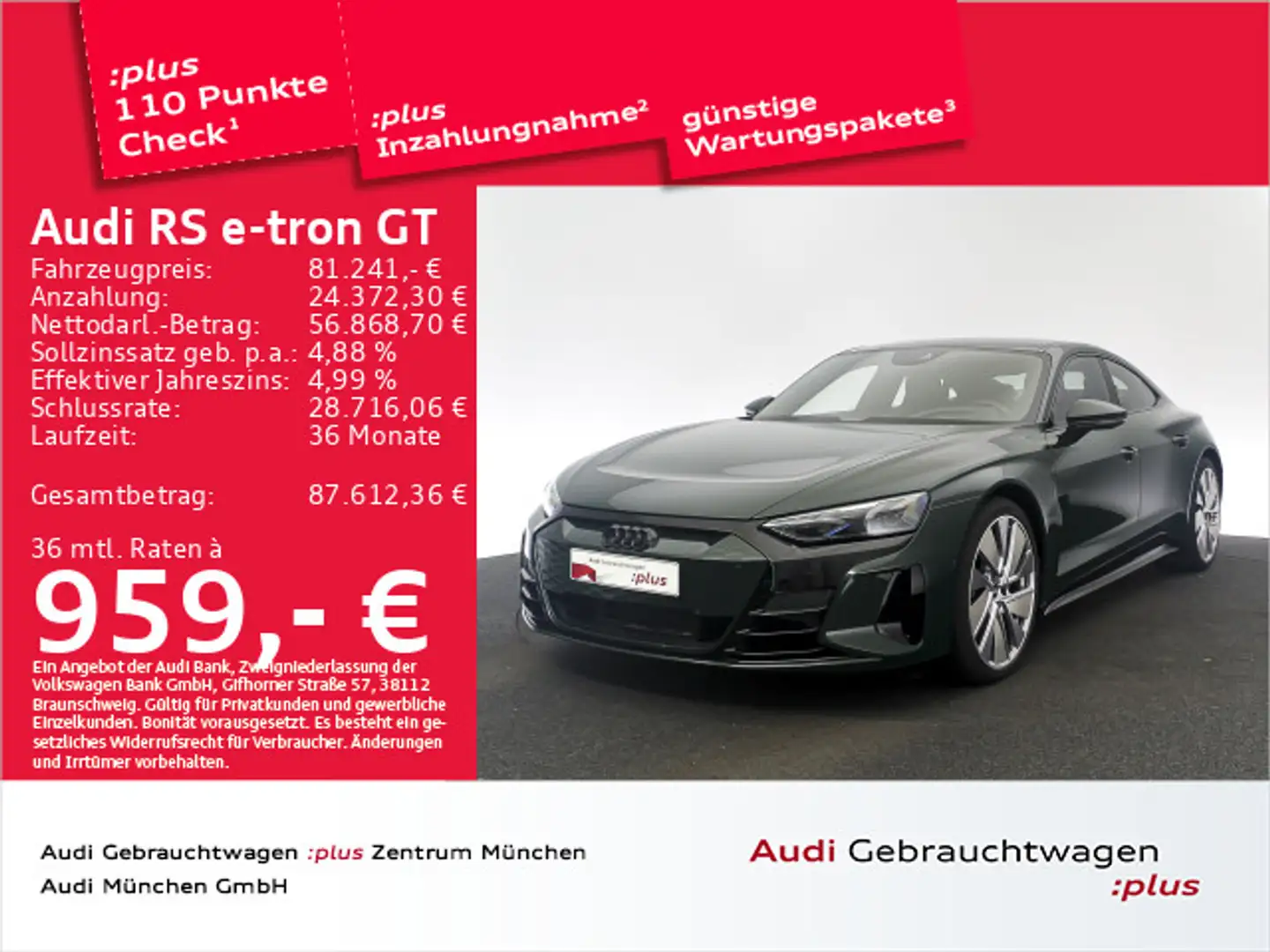 Audi RS e-tron GT Laser/21"Zoll/HuD/Massage/Kameras Verde - 1