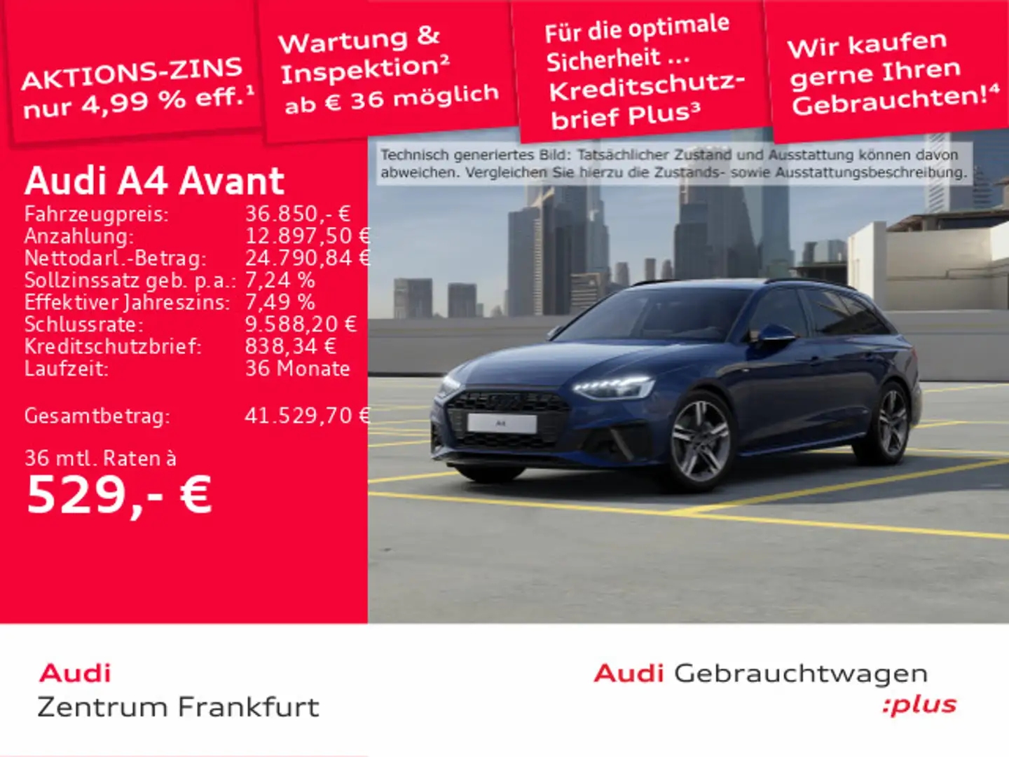 Audi A4 40 TFSI S tronic S line Matrix-LED Navi Blau - 1